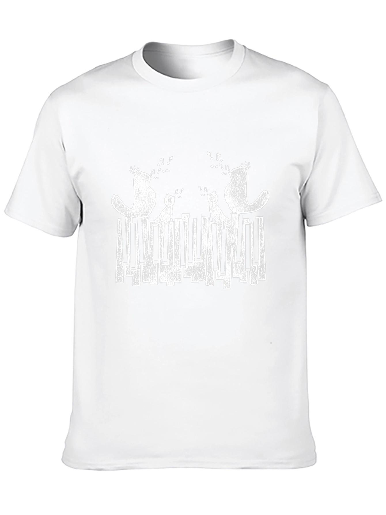 Musical Birds Piano Keys Graphic T-Shirt