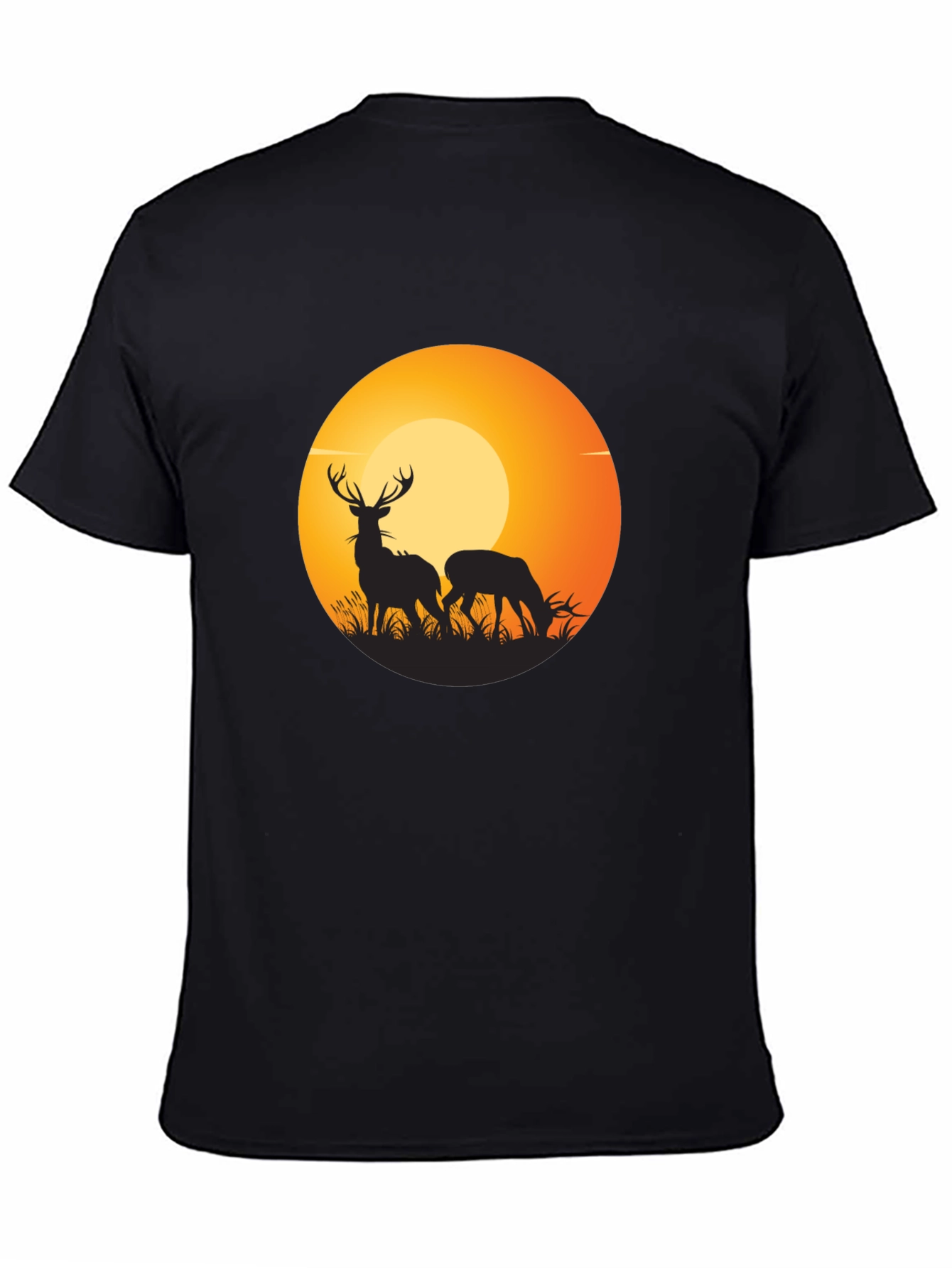 Deer Silhouette Graphic Black T-Shirt