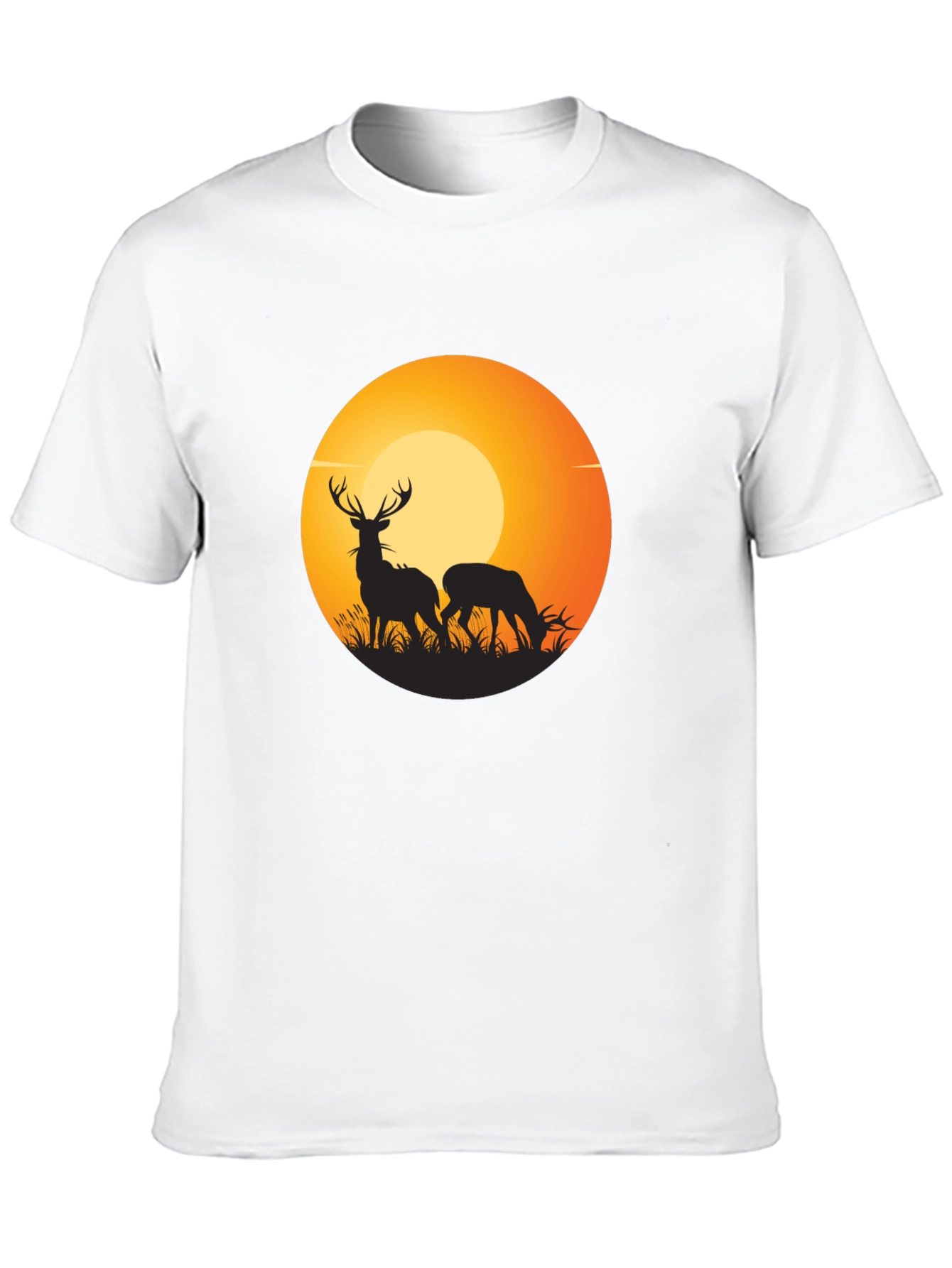 Deer Silhouette Graphic Black T-Shirt