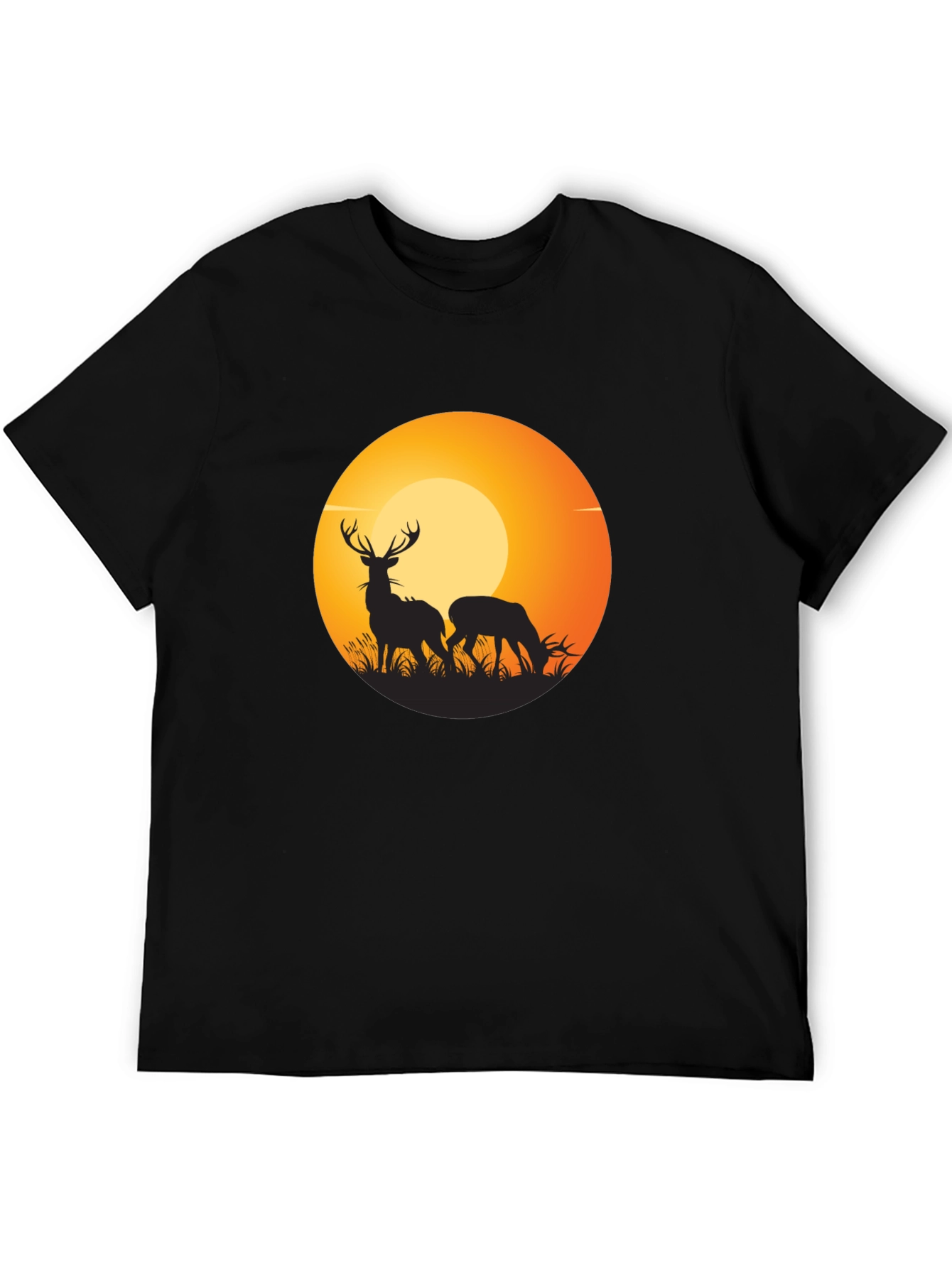 Deer Silhouette Graphic Black T-Shirt