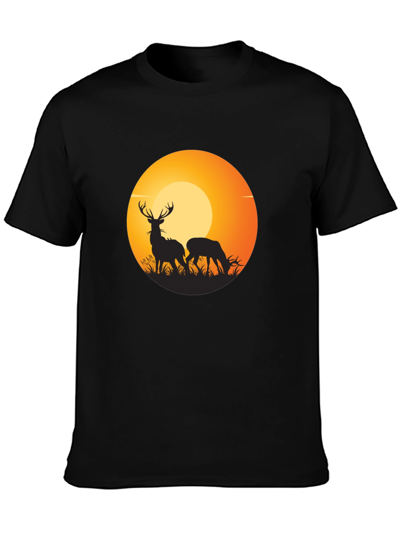 Deer Silhouette Graphic Black T-Shirt