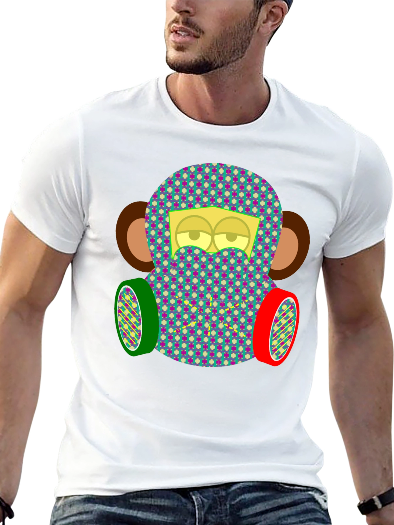 Monkey Face Tee: Quirky Patterned Graphic T-Shirt