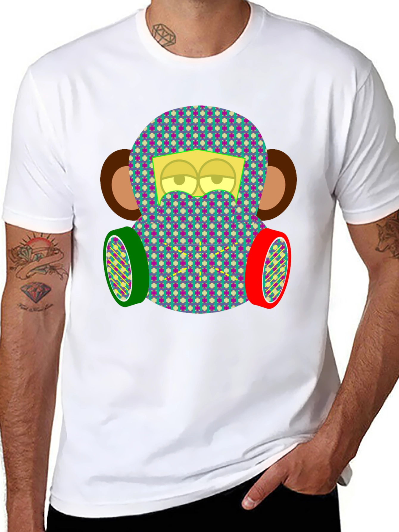 Monkey Face Tee: Quirky Patterned Graphic T-Shirt