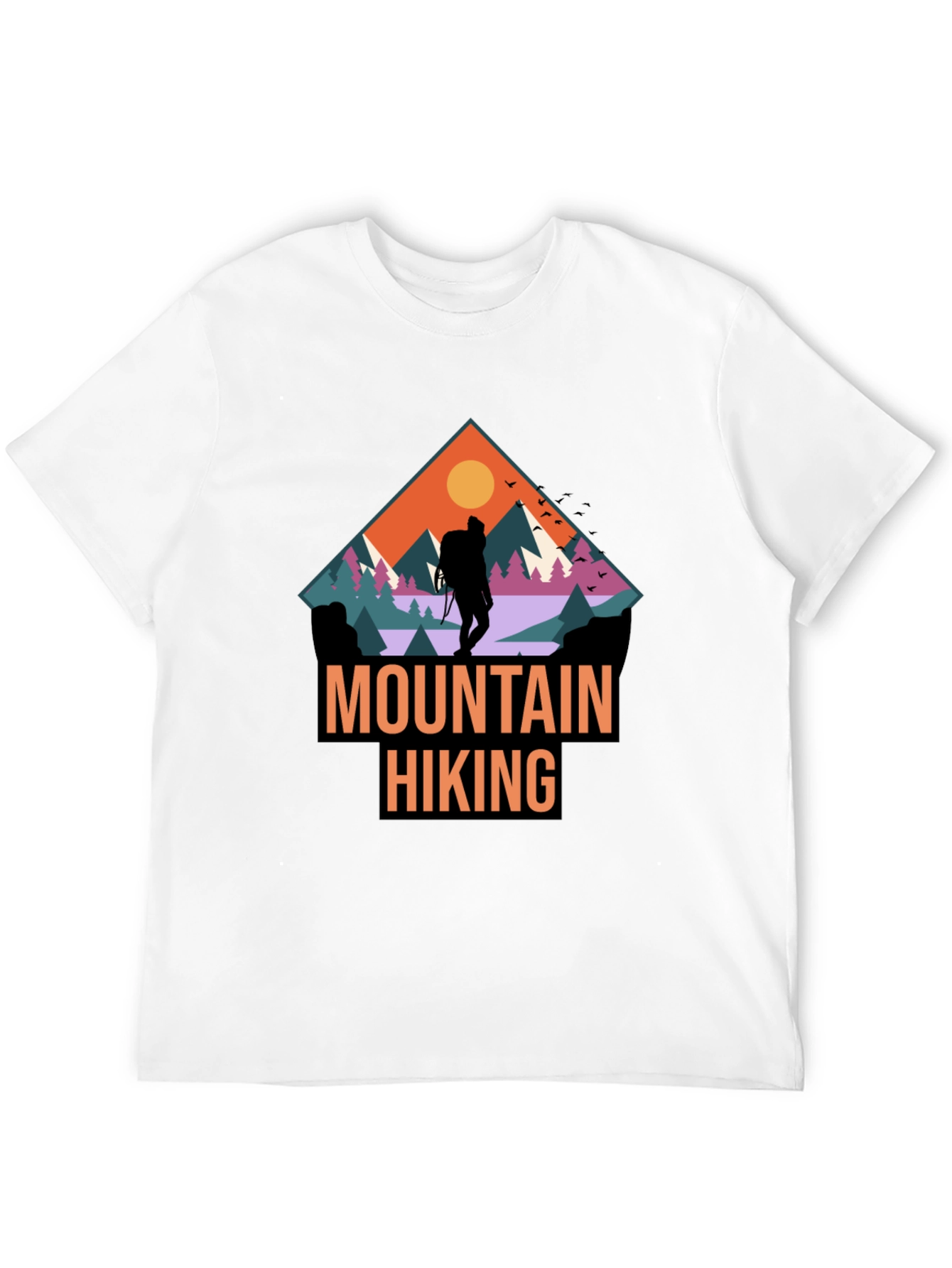 Mountain Hiking Graphic Print Black T-Shirt