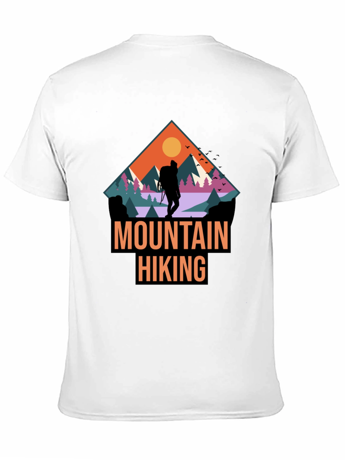 Mountain Hiking Graphic Print Black T-Shirt