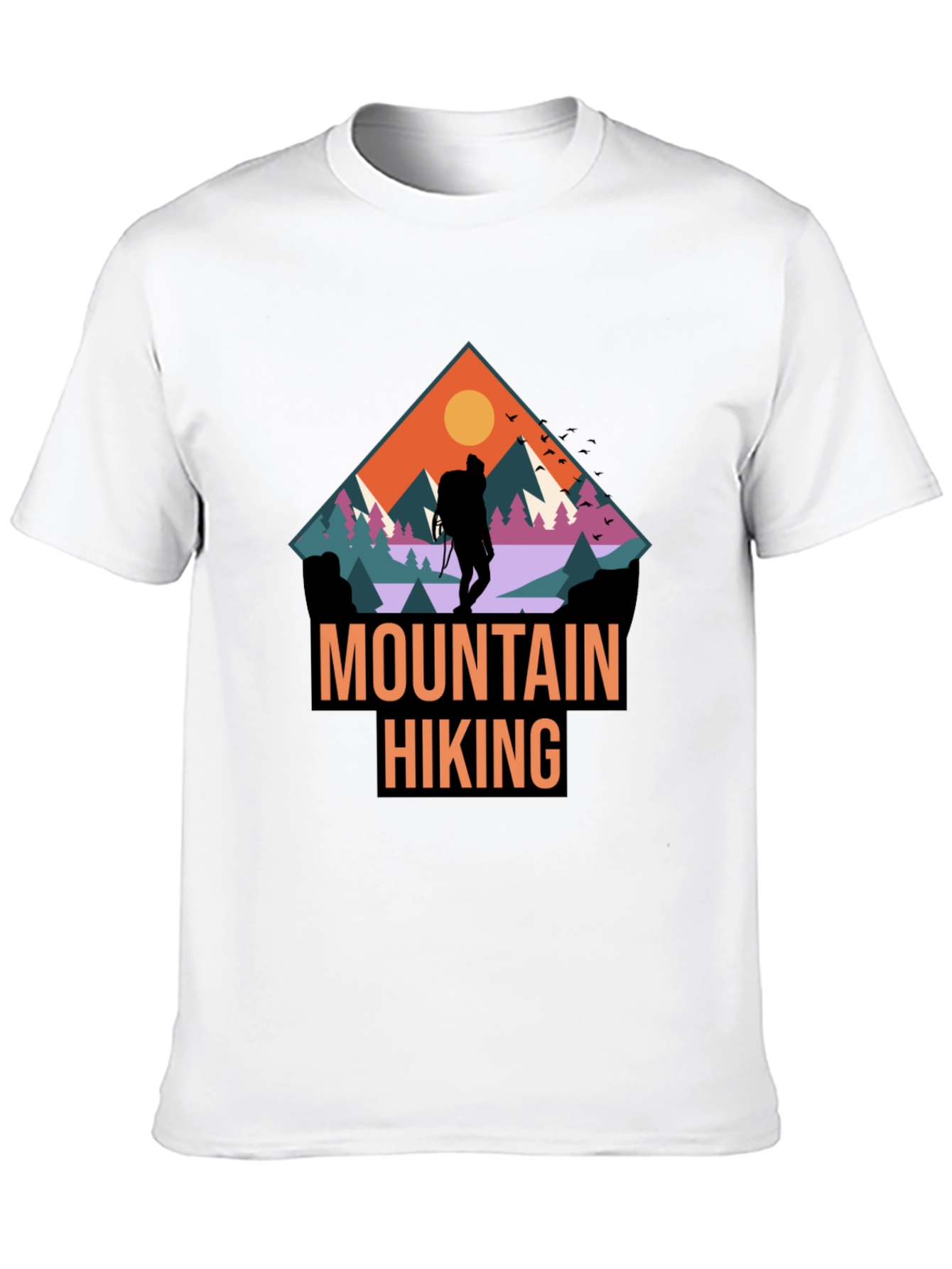 Mountain Hiking Graphic Print Black T-Shirt