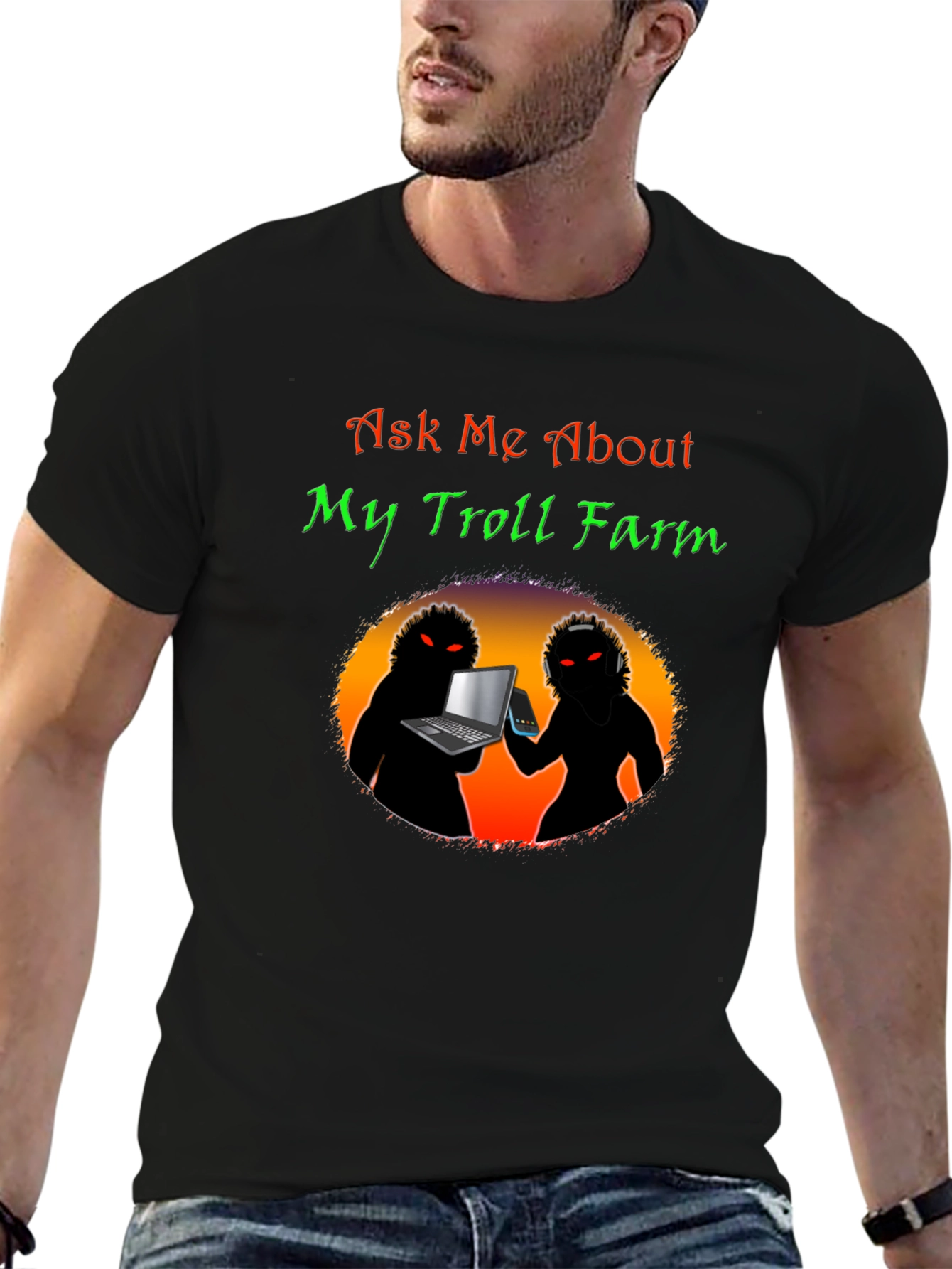 Ask Me About My Troll Farm Black T-Shirt