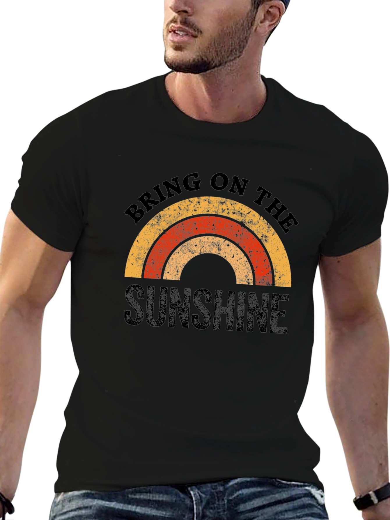 Retro Sunshine Graphic Tee - Black