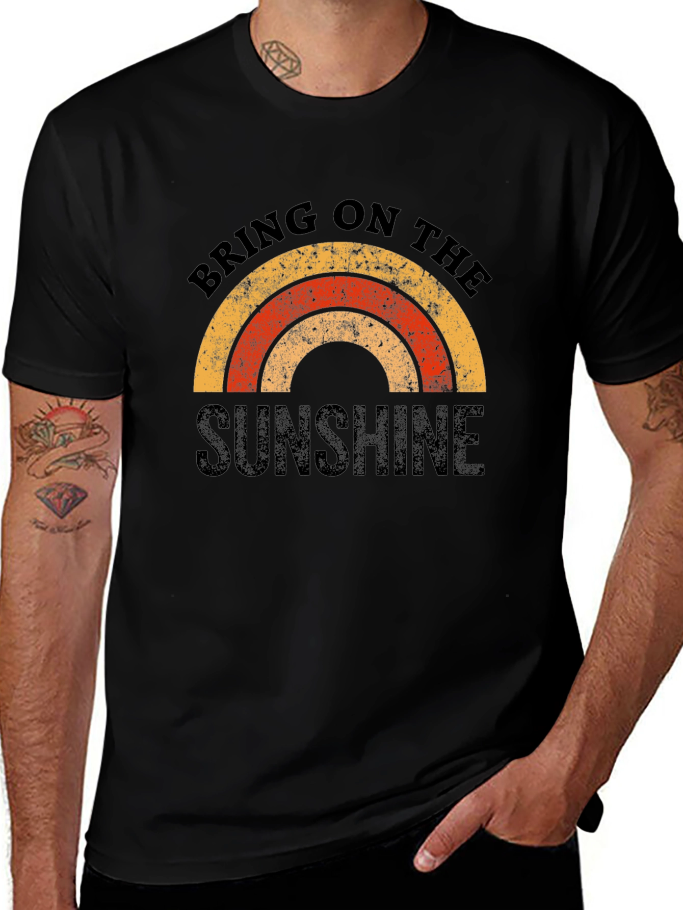 Retro Sunshine Graphic Tee - Black