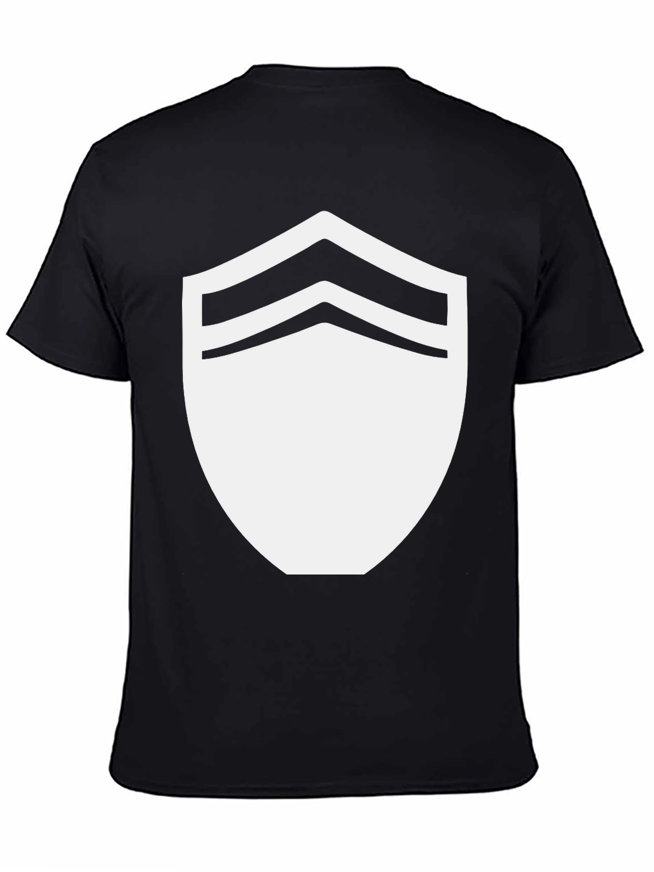 Black T-Shirt with White Chevron Shield Graphic