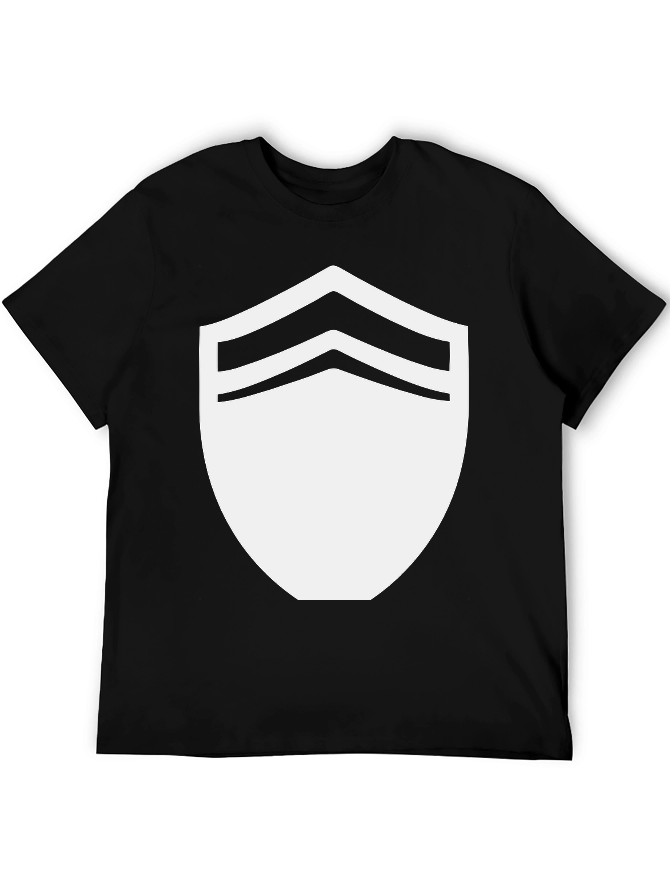 Black T-Shirt with White Chevron Shield Graphic