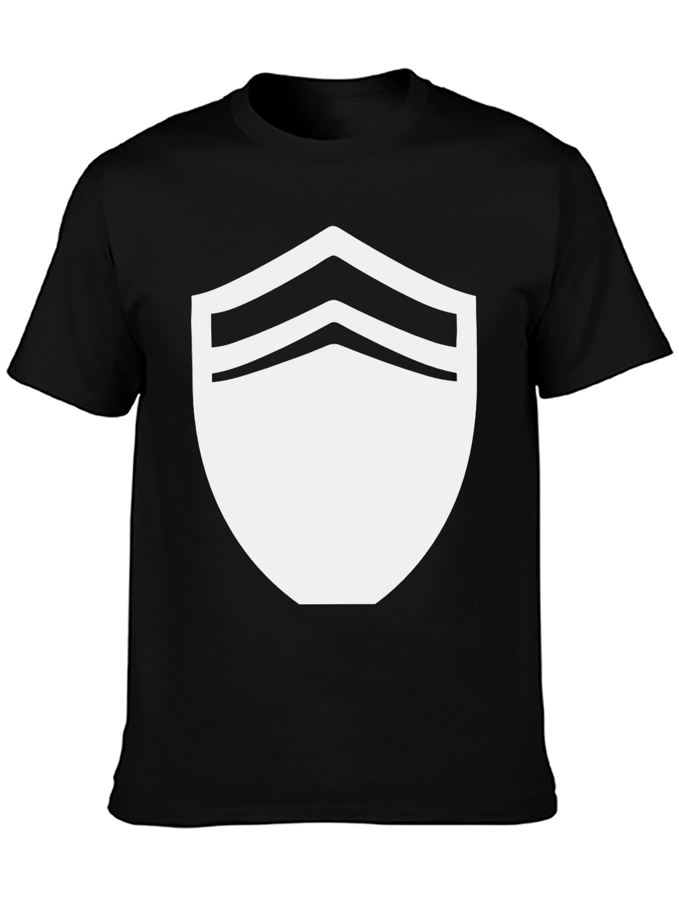 Black T-Shirt with White Chevron Shield Graphic