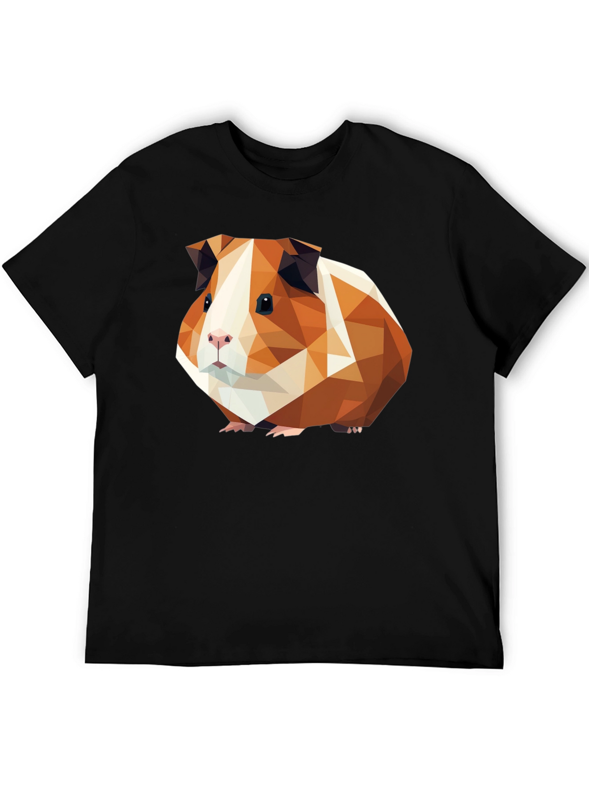 Geometric Guinea Pig Graphic Tee - Black Cotton T-Shirt