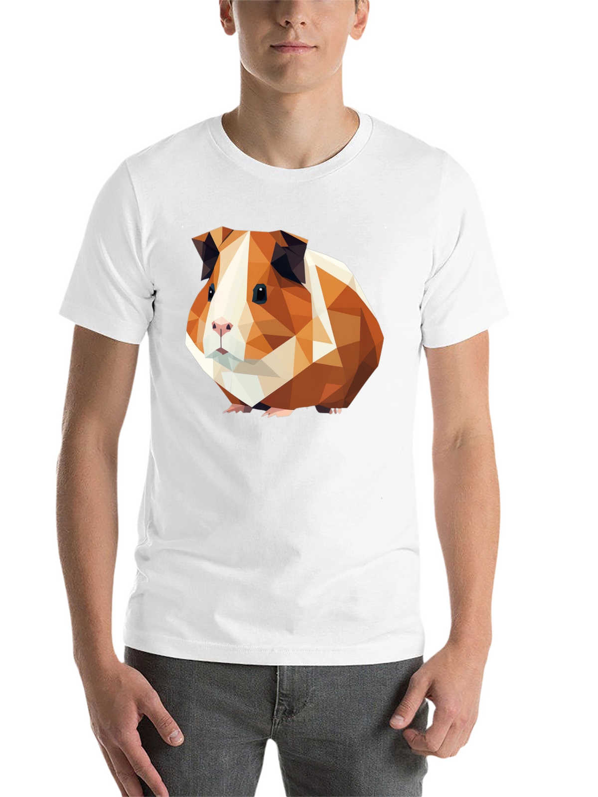 Geometric Guinea Pig Graphic Tee - Black Cotton T-Shirt