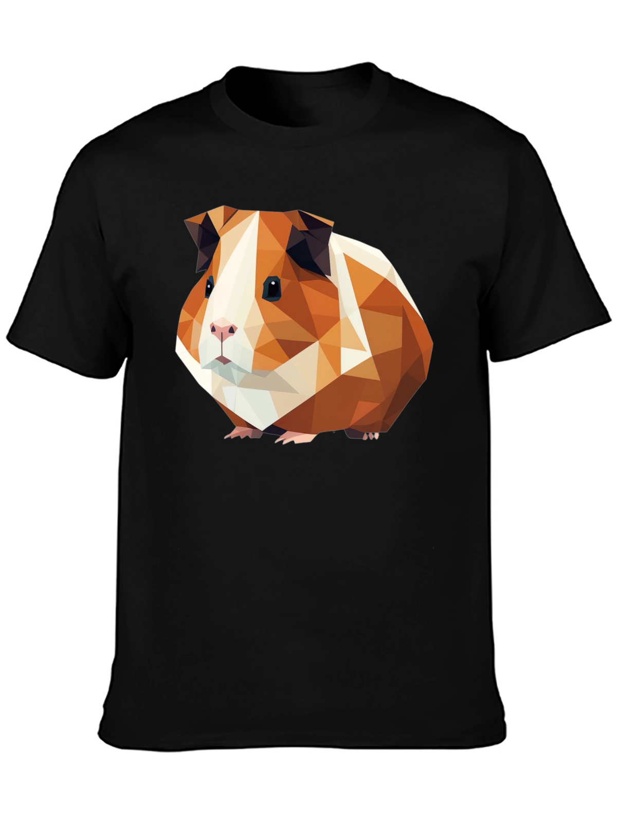 Geometric Guinea Pig Graphic Tee - Black Cotton T-Shirt