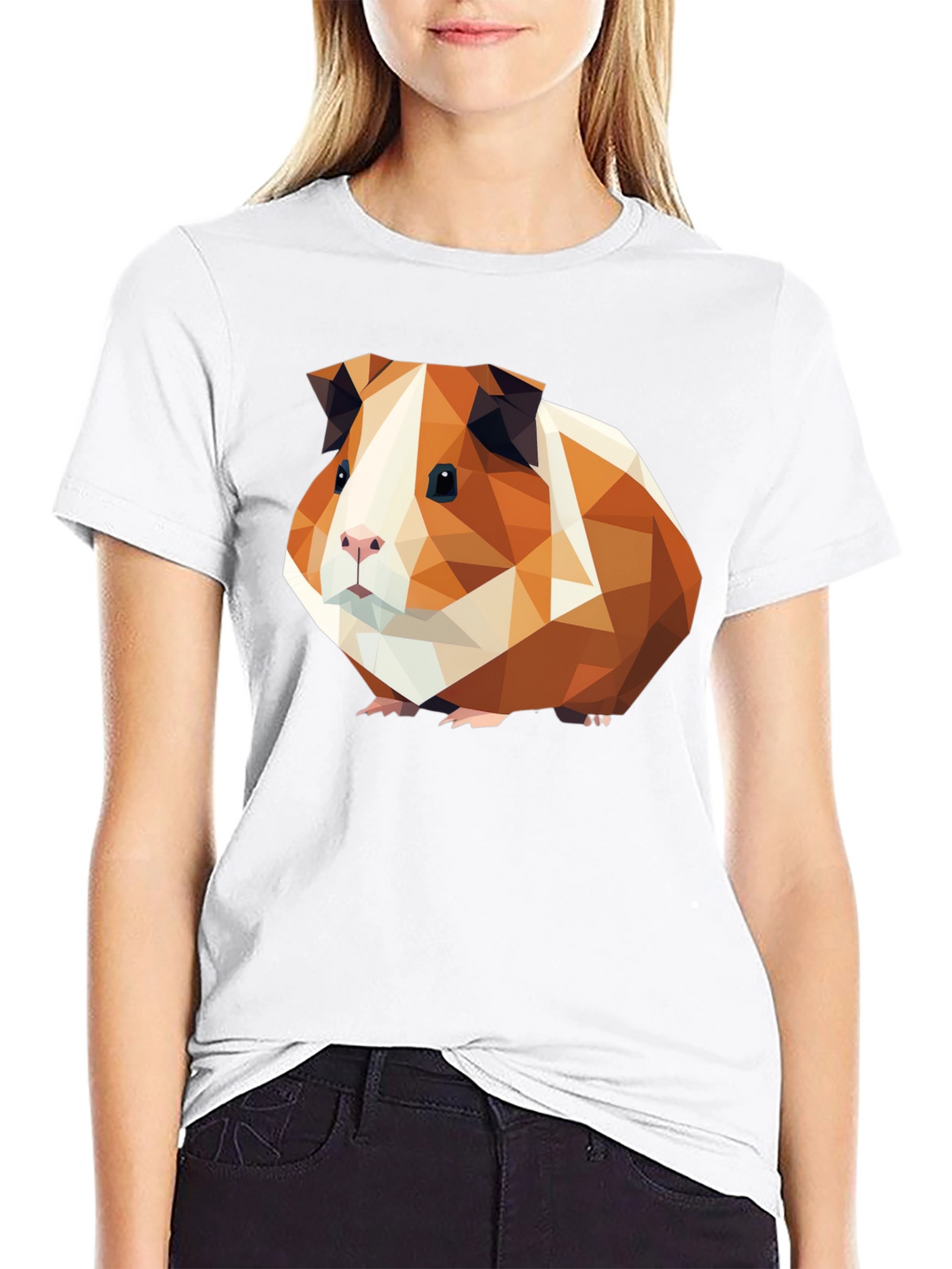 Geometric Guinea Pig Graphic Tee - Black Cotton T-Shirt