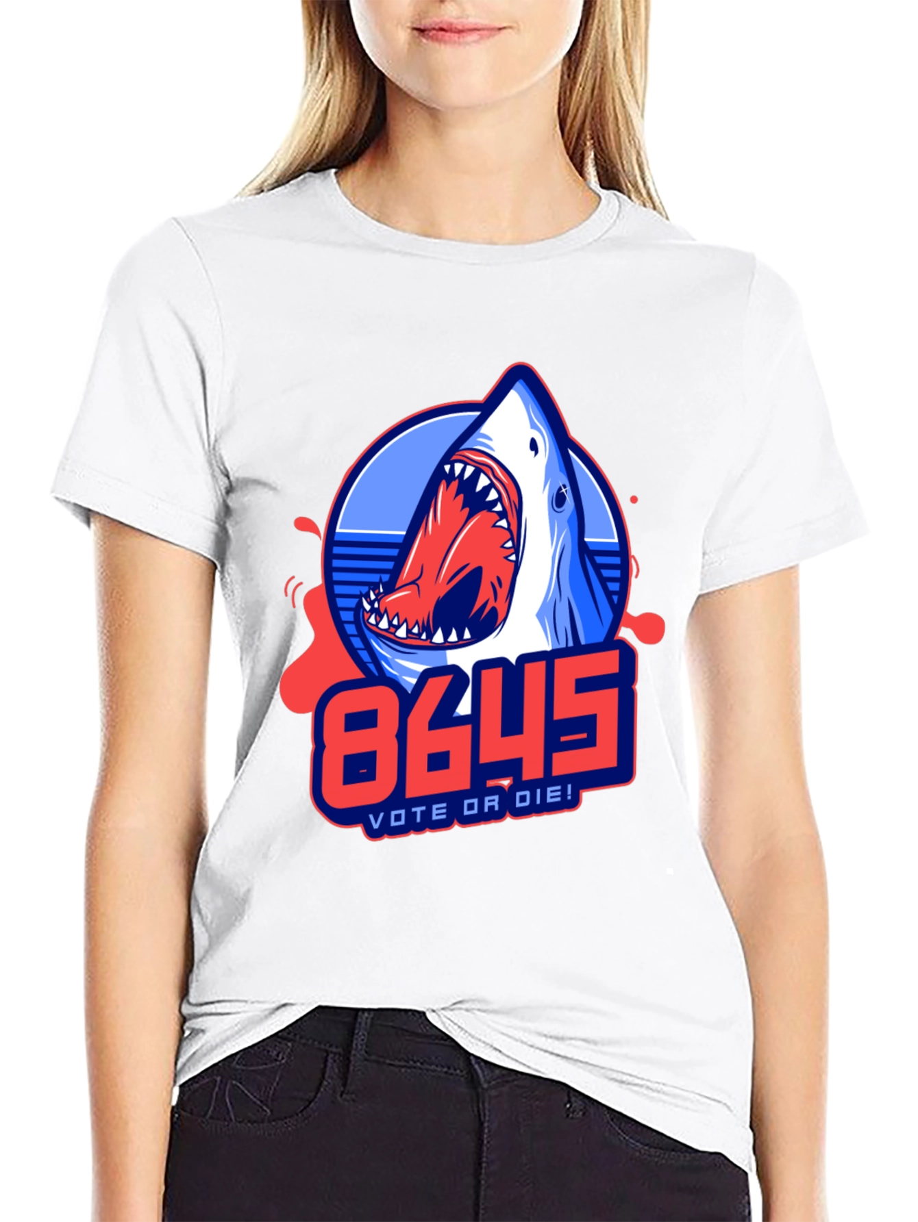 8645 Vote or Die Shark Graphic Tee