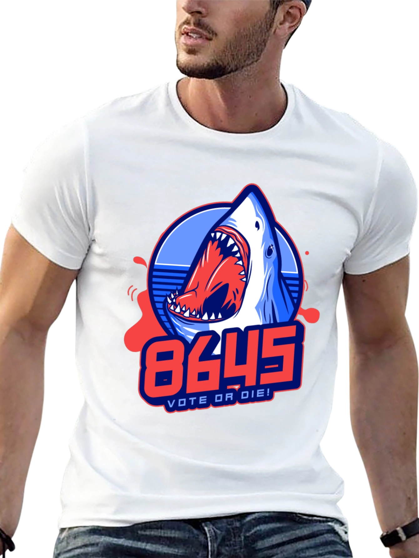 8645 Vote or Die Shark Graphic Tee