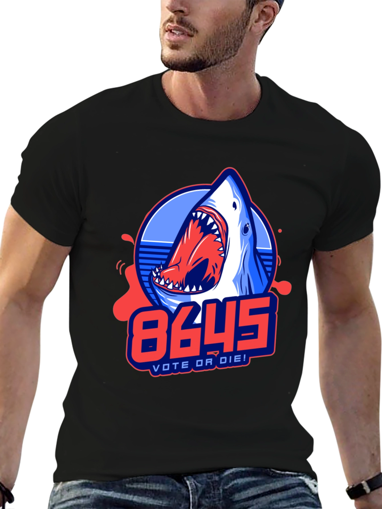 8645 Vote or Die Shark Graphic Tee