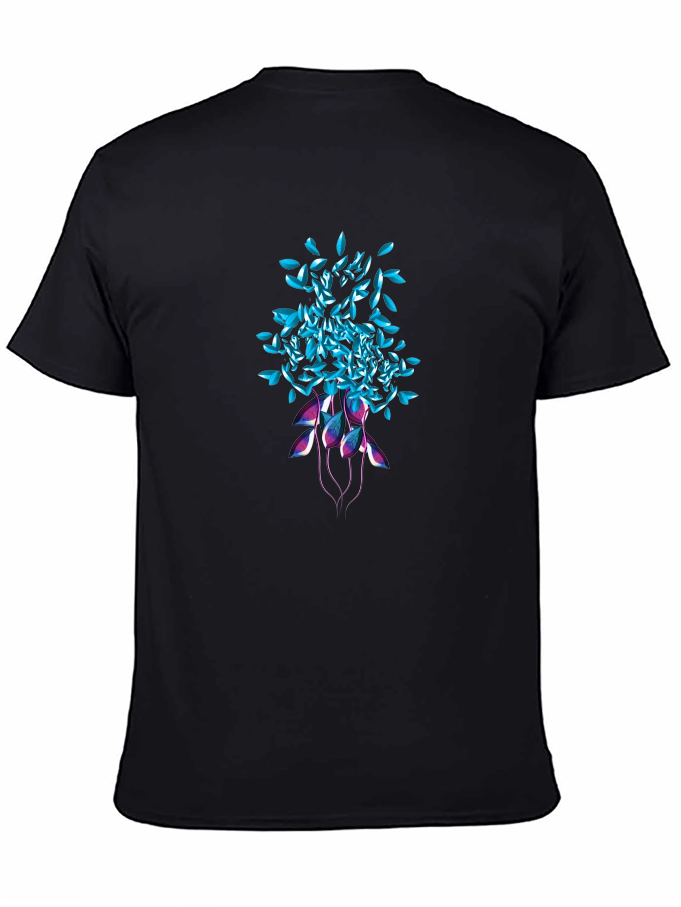 Abstract Floral Graphic Tee - Black Unisex T-Shirt