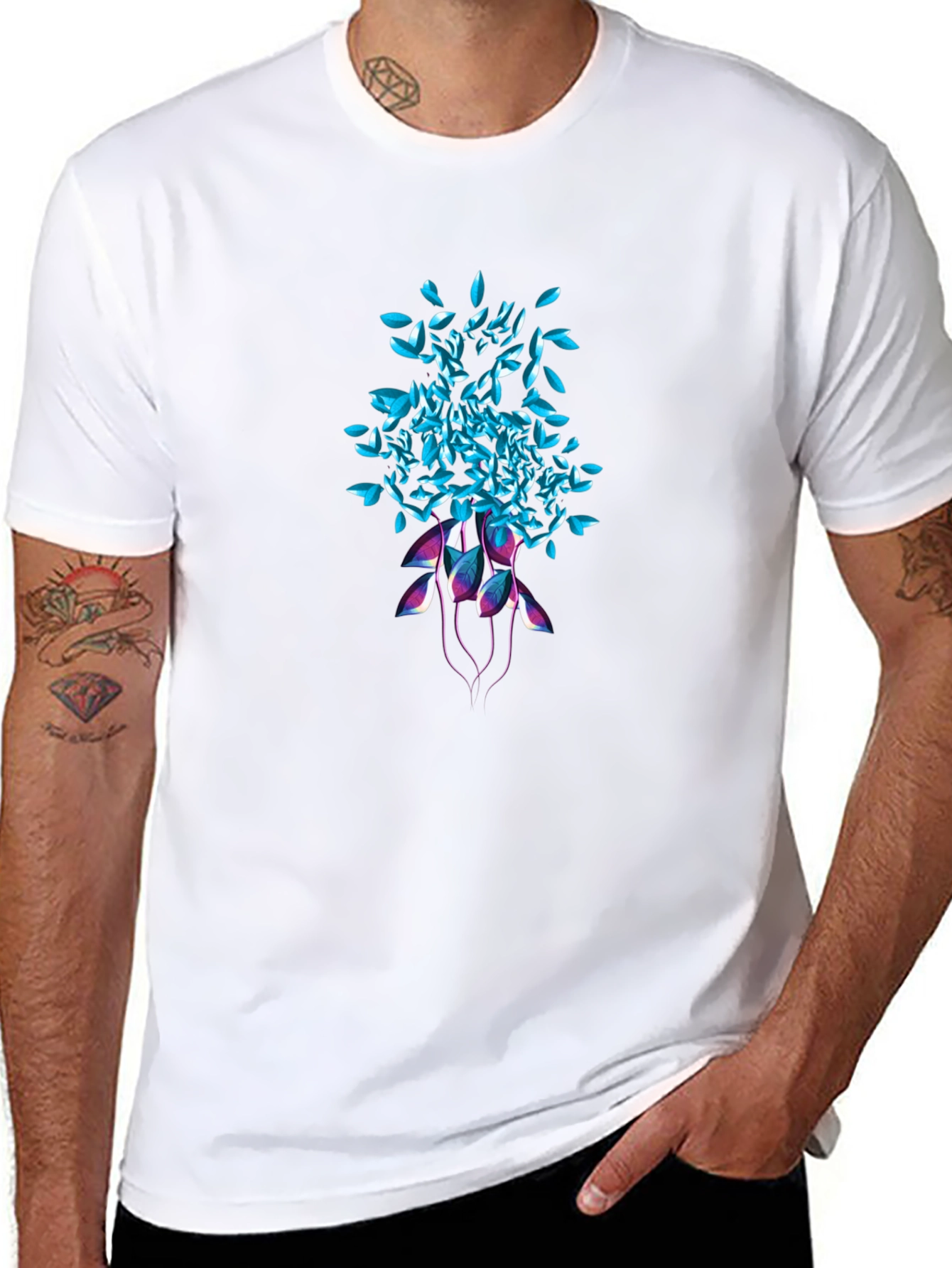 Abstract Floral Graphic Tee - Black Unisex T-Shirt