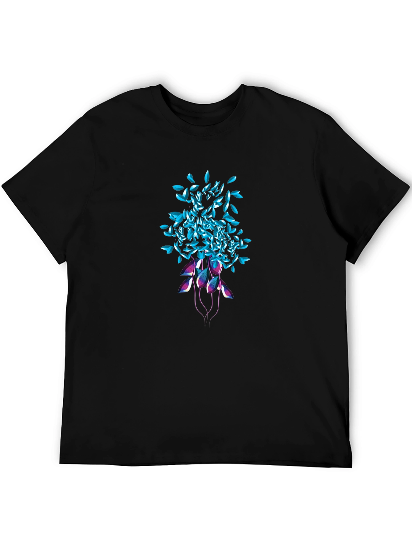 Abstract Floral Graphic Tee - Black Unisex T-Shirt