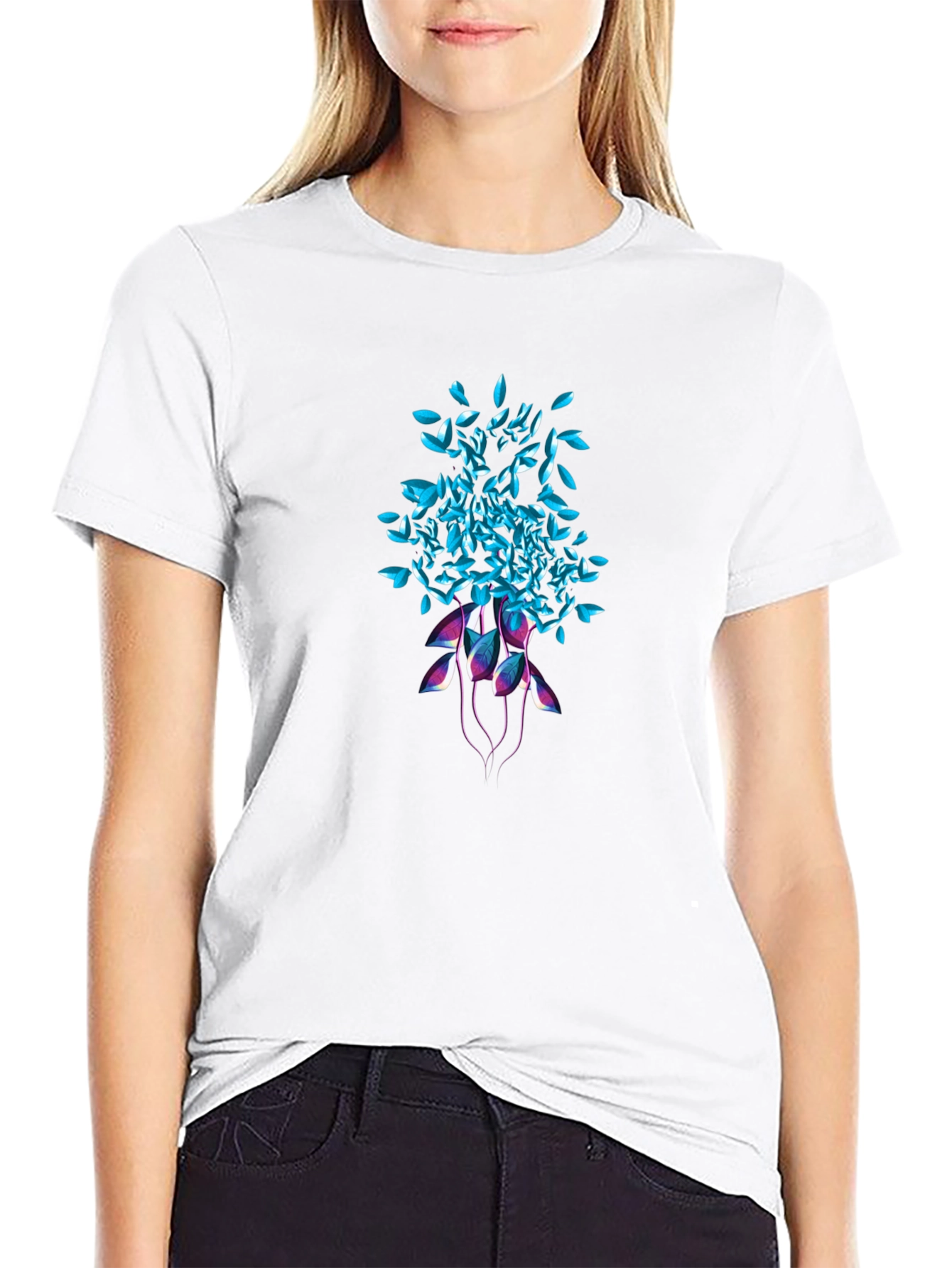 Abstract Floral Graphic Tee - Black Unisex T-Shirt