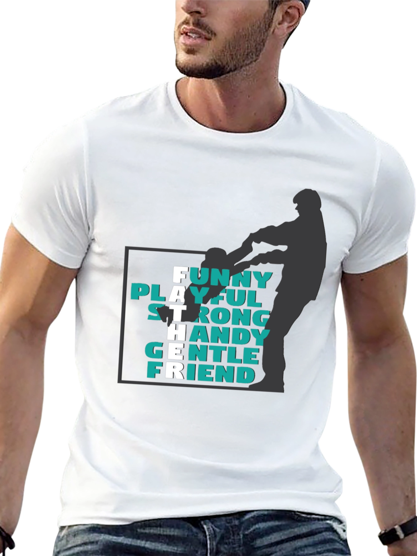 Father Funny Playful Strong T-Shirt - Black