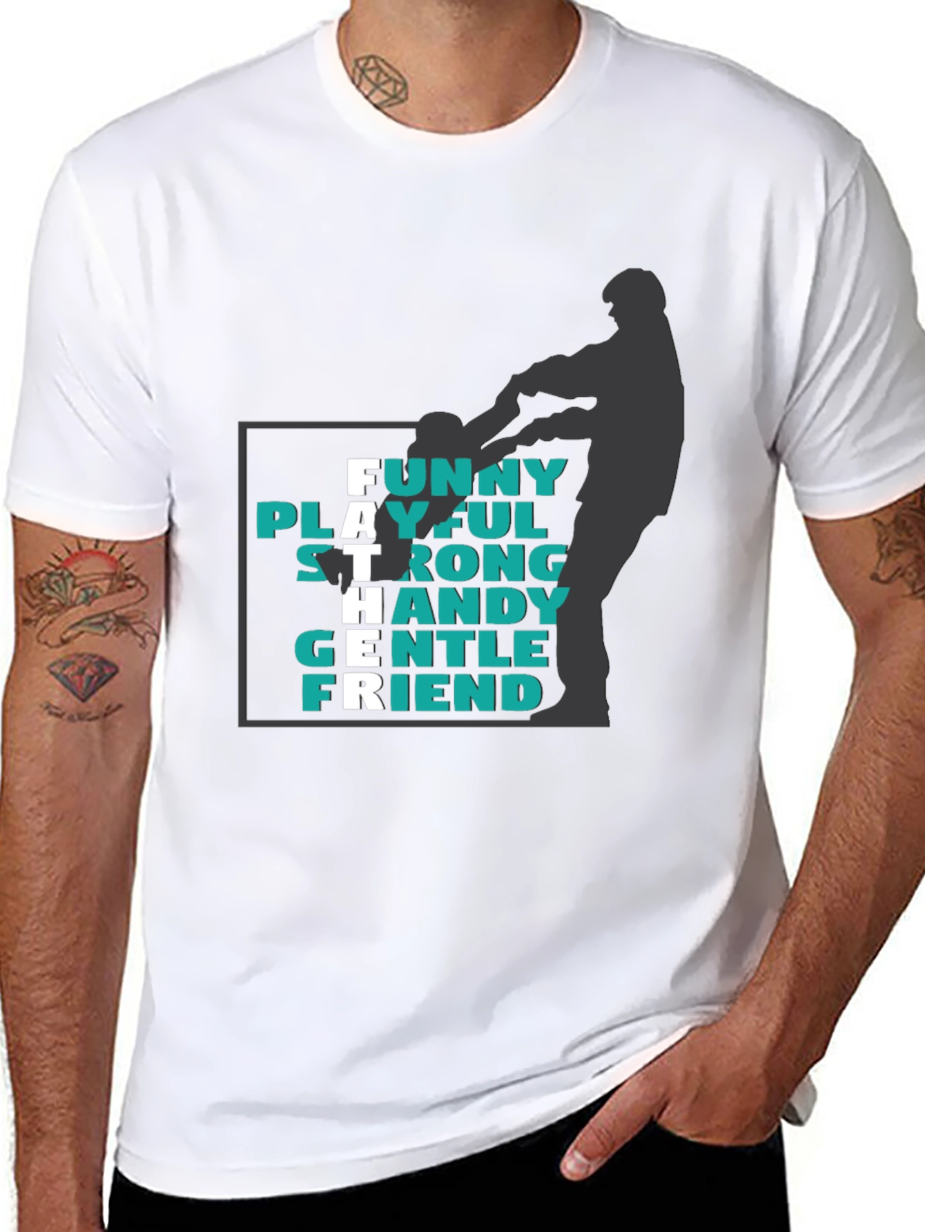 Father Funny Playful Strong T-Shirt - Black