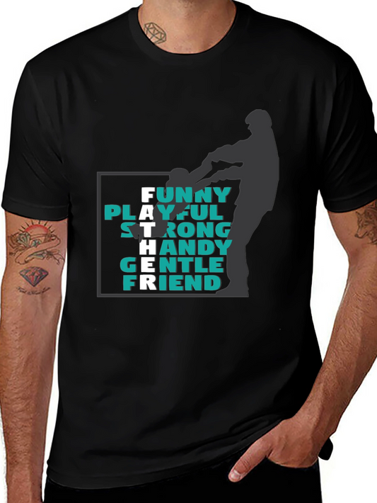 Father Funny Playful Strong T-Shirt - Black