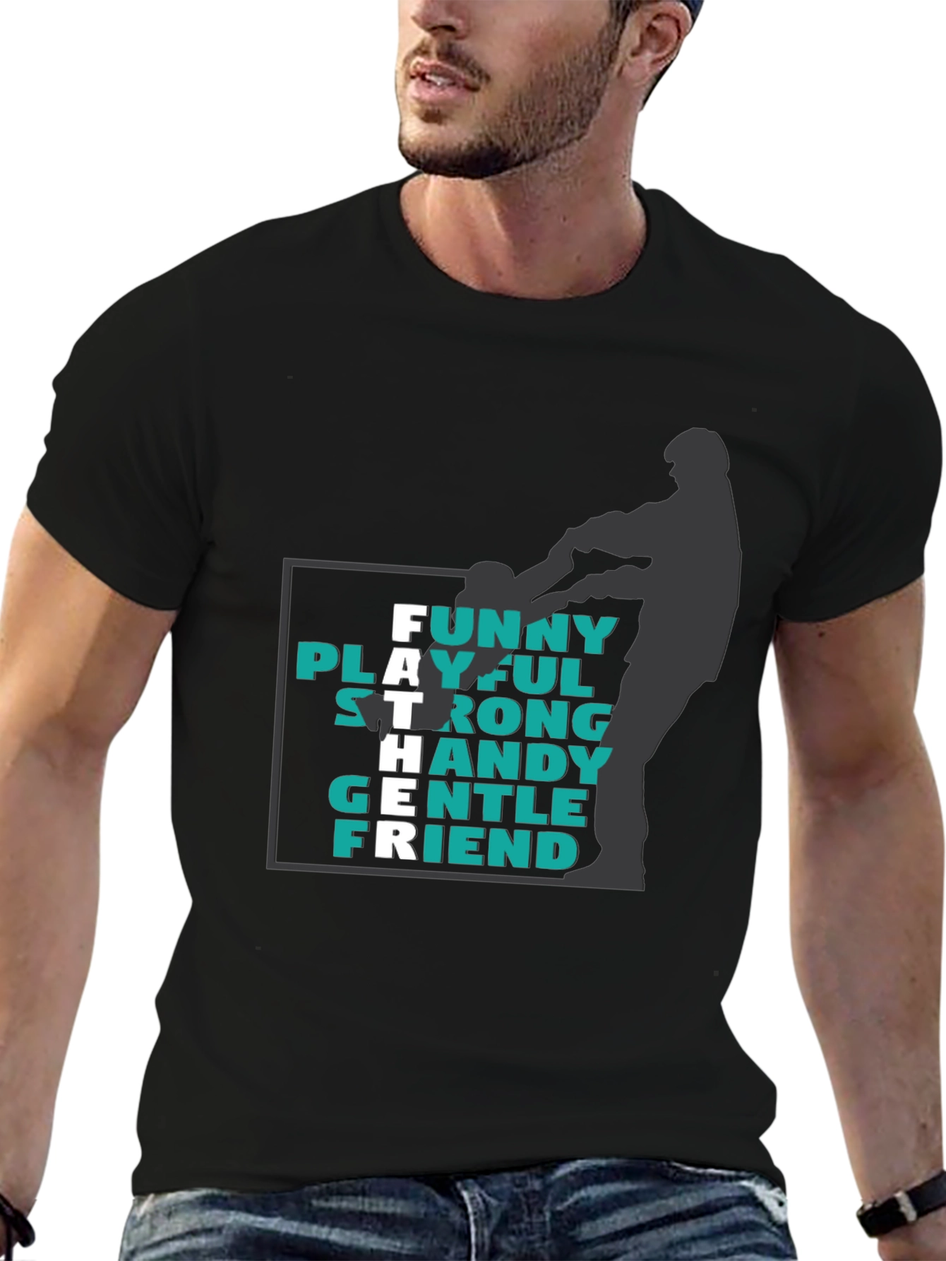 Father Funny Playful Strong T-Shirt - Black