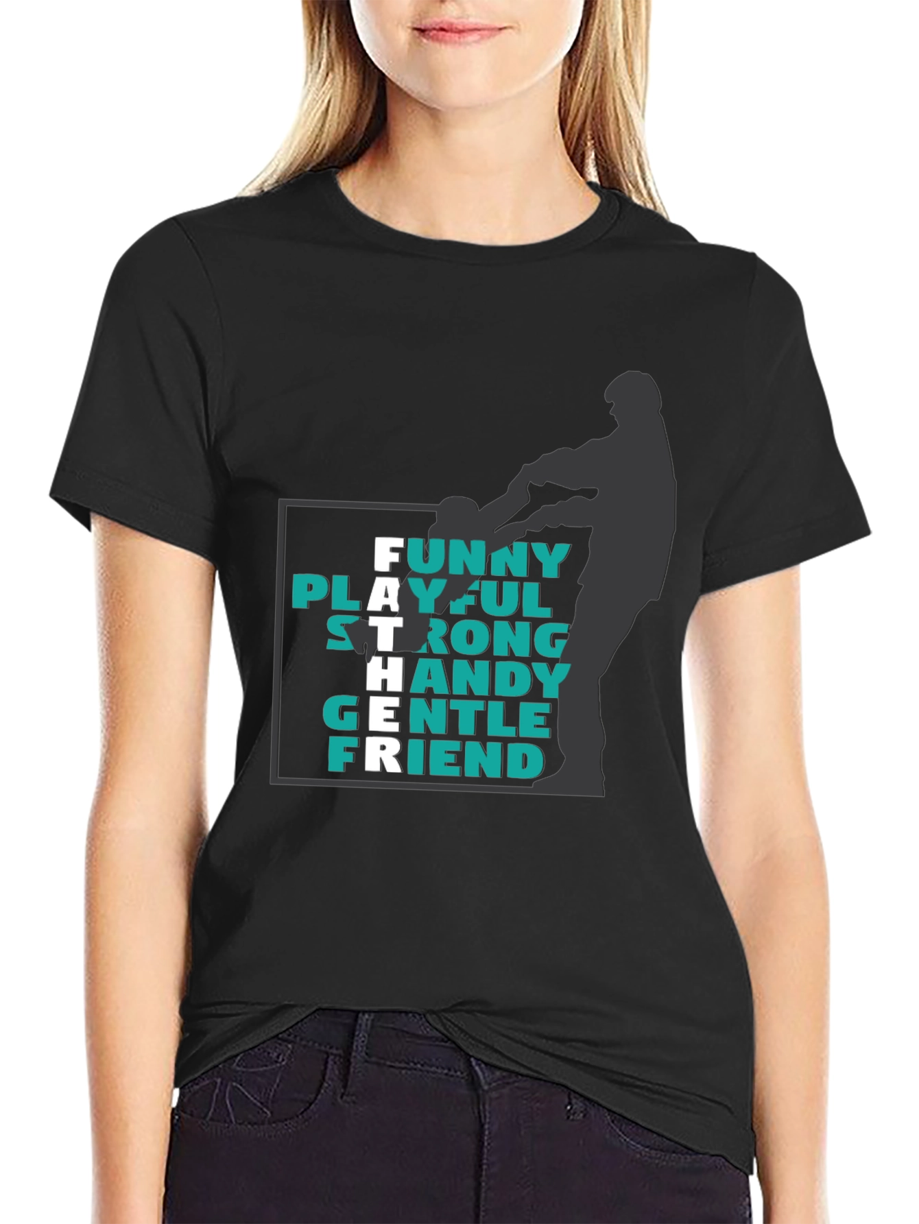 Father Funny Playful Strong T-Shirt - Black
