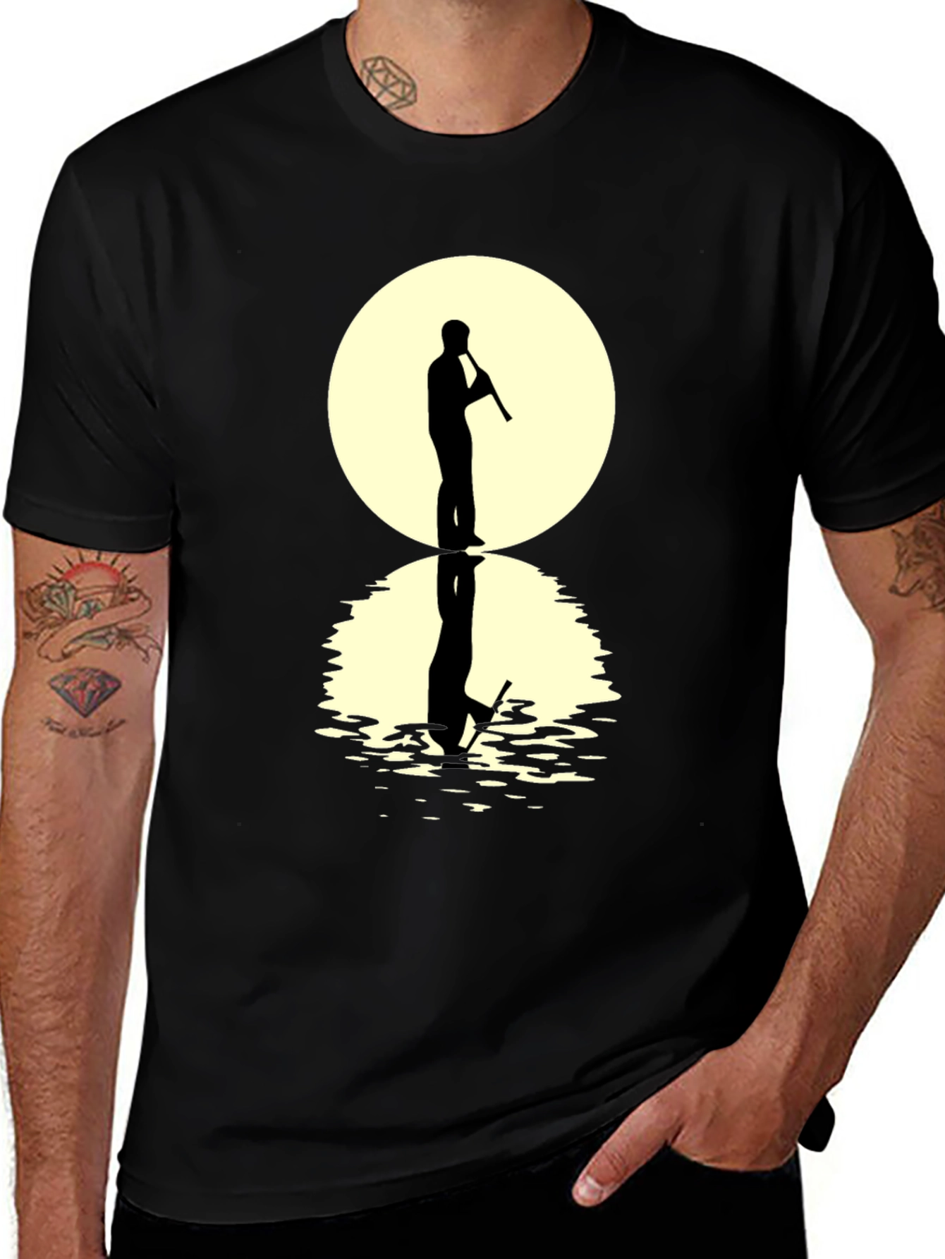 Silhouette Flute Player Graphic Tee
