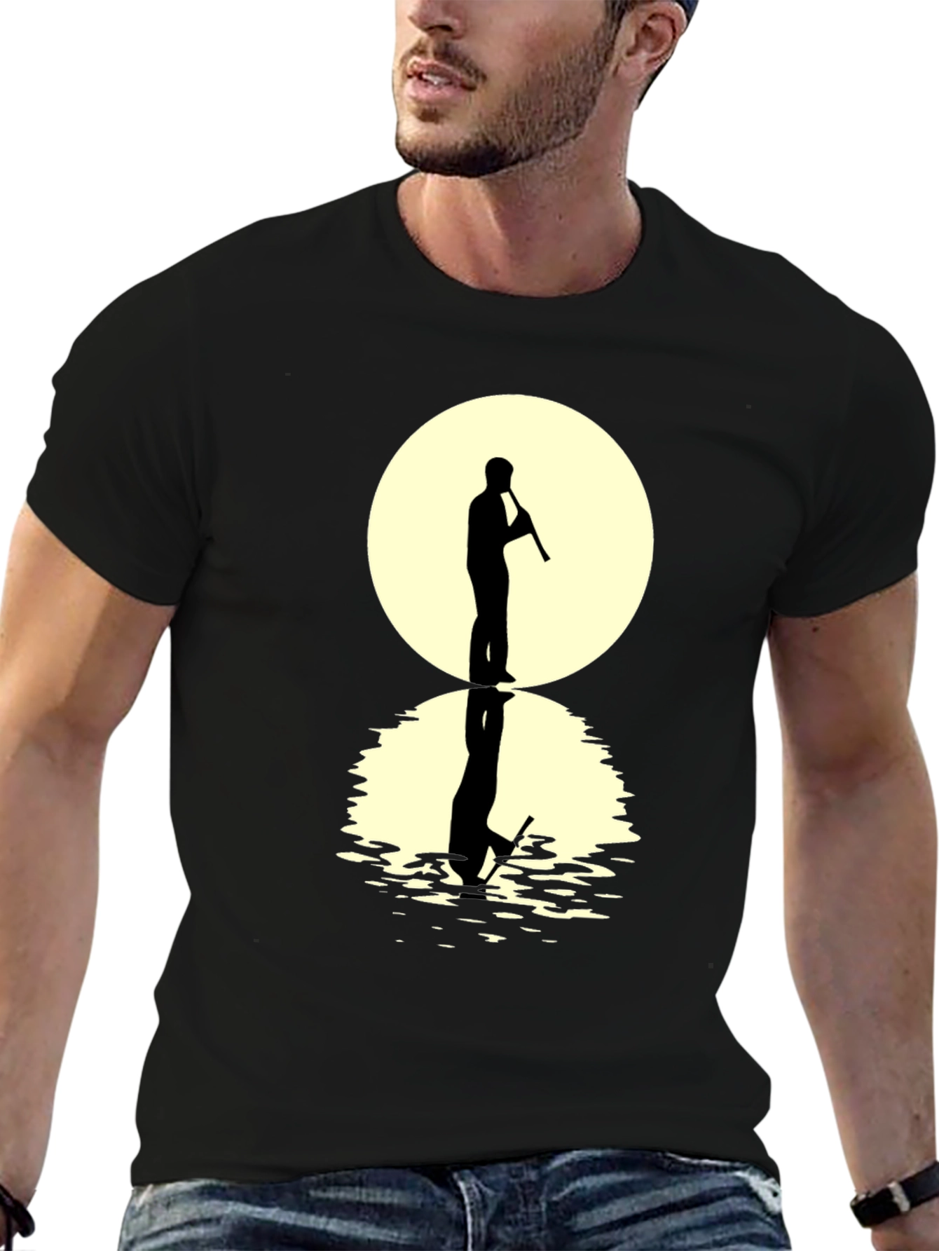 Silhouette Flute Player Graphic Tee