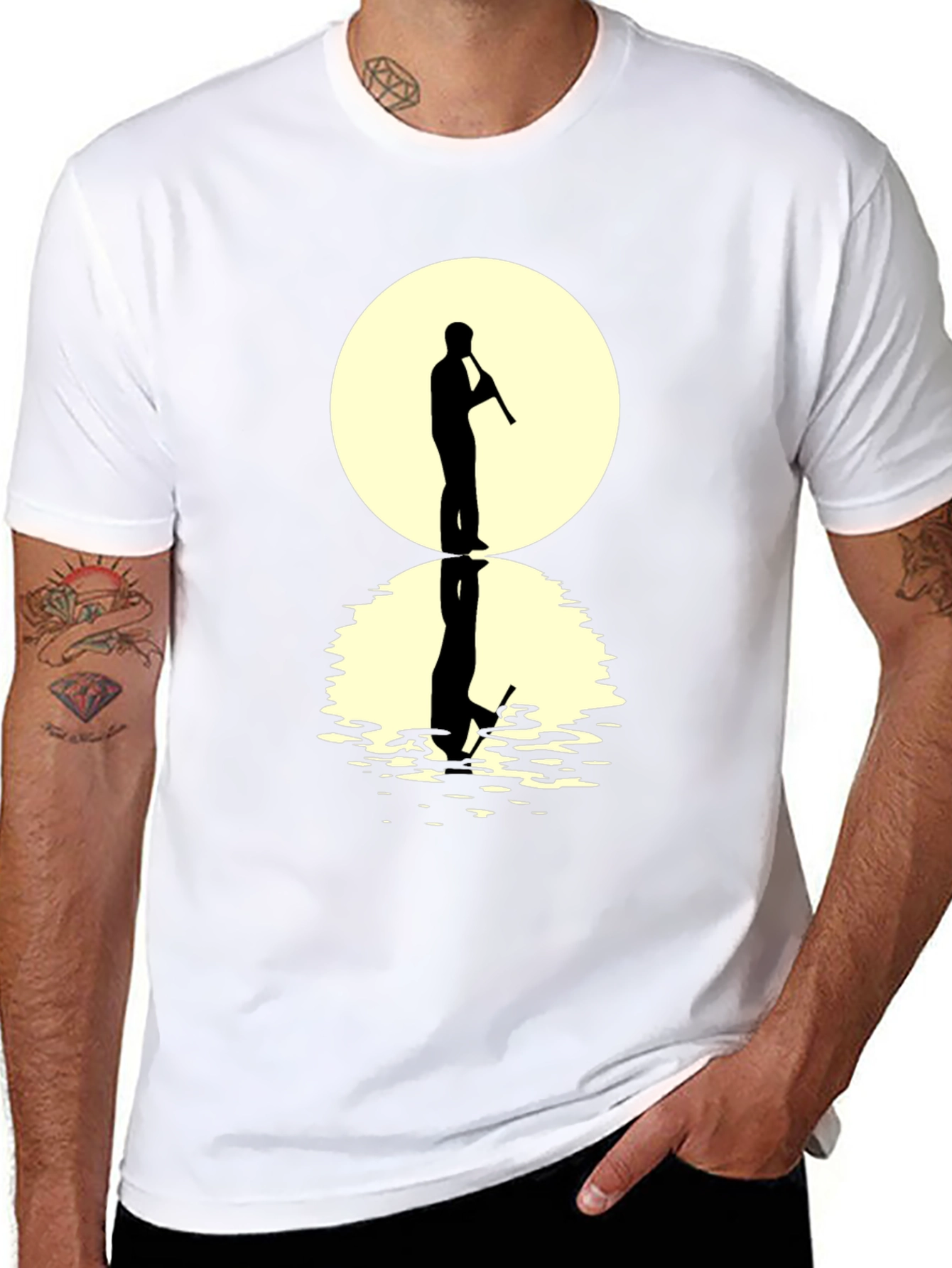 Silhouette Flute Player Graphic Tee