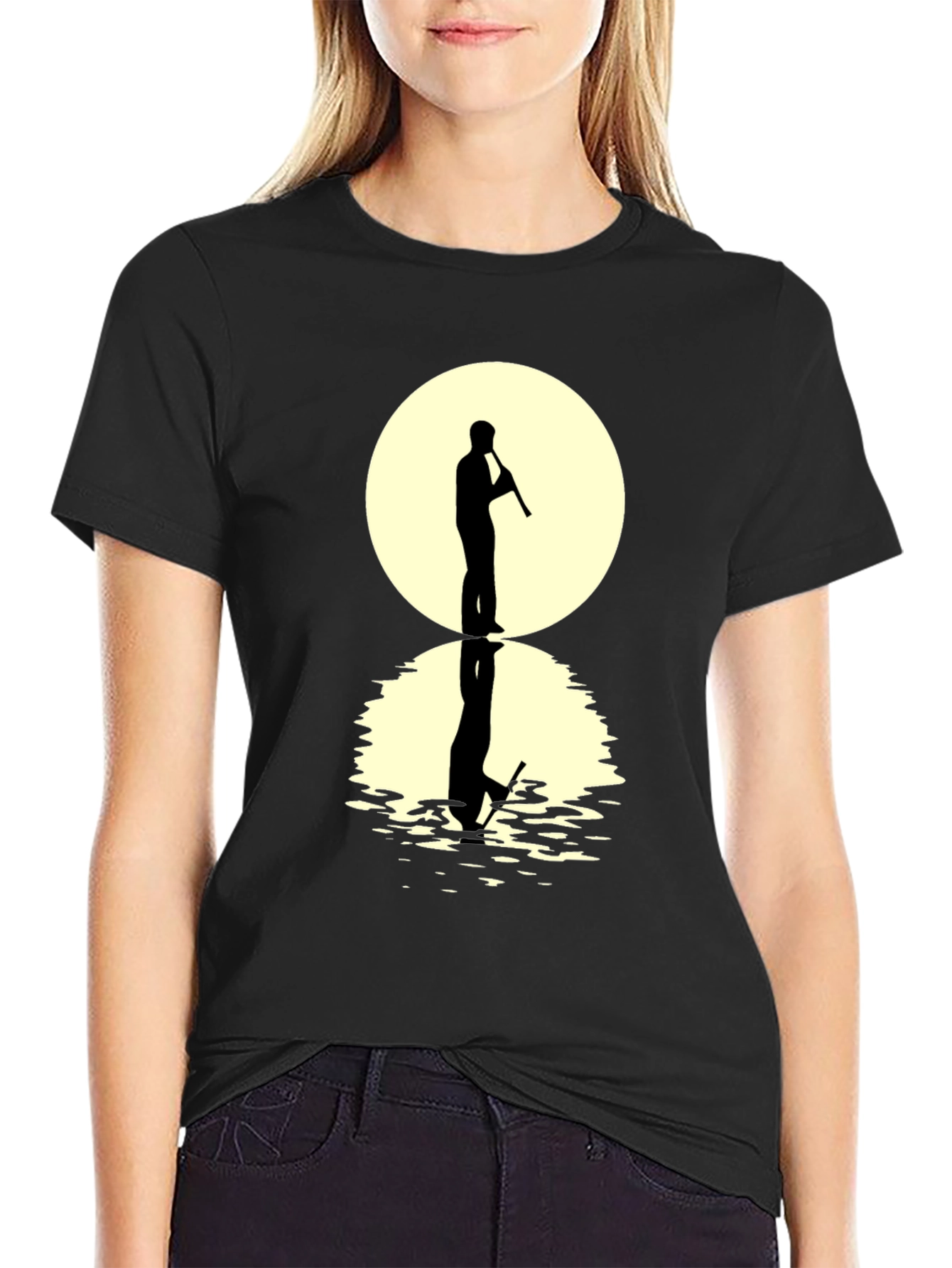 Silhouette Flute Player Graphic Tee