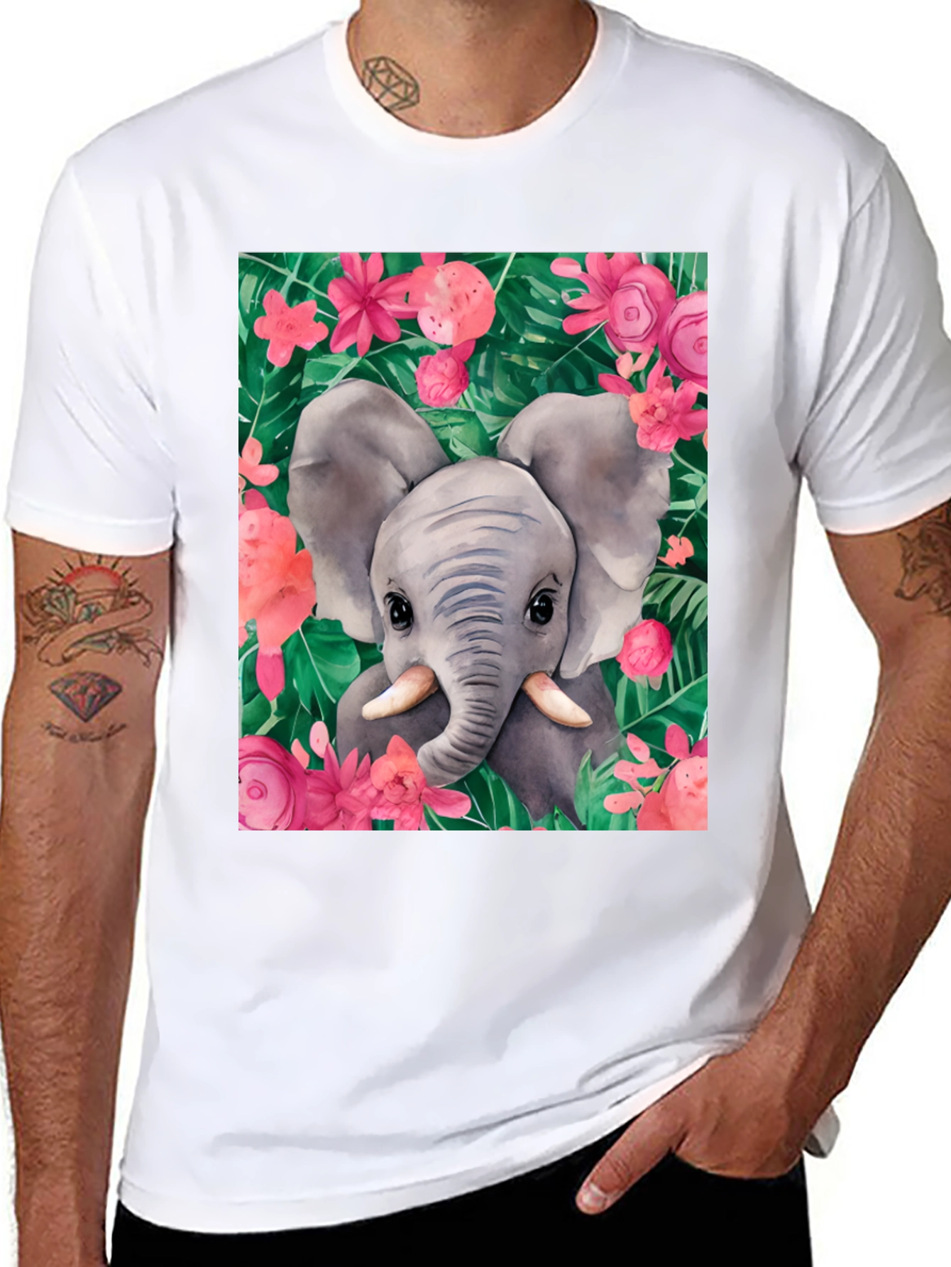 Elephant Floral Graphic Tee