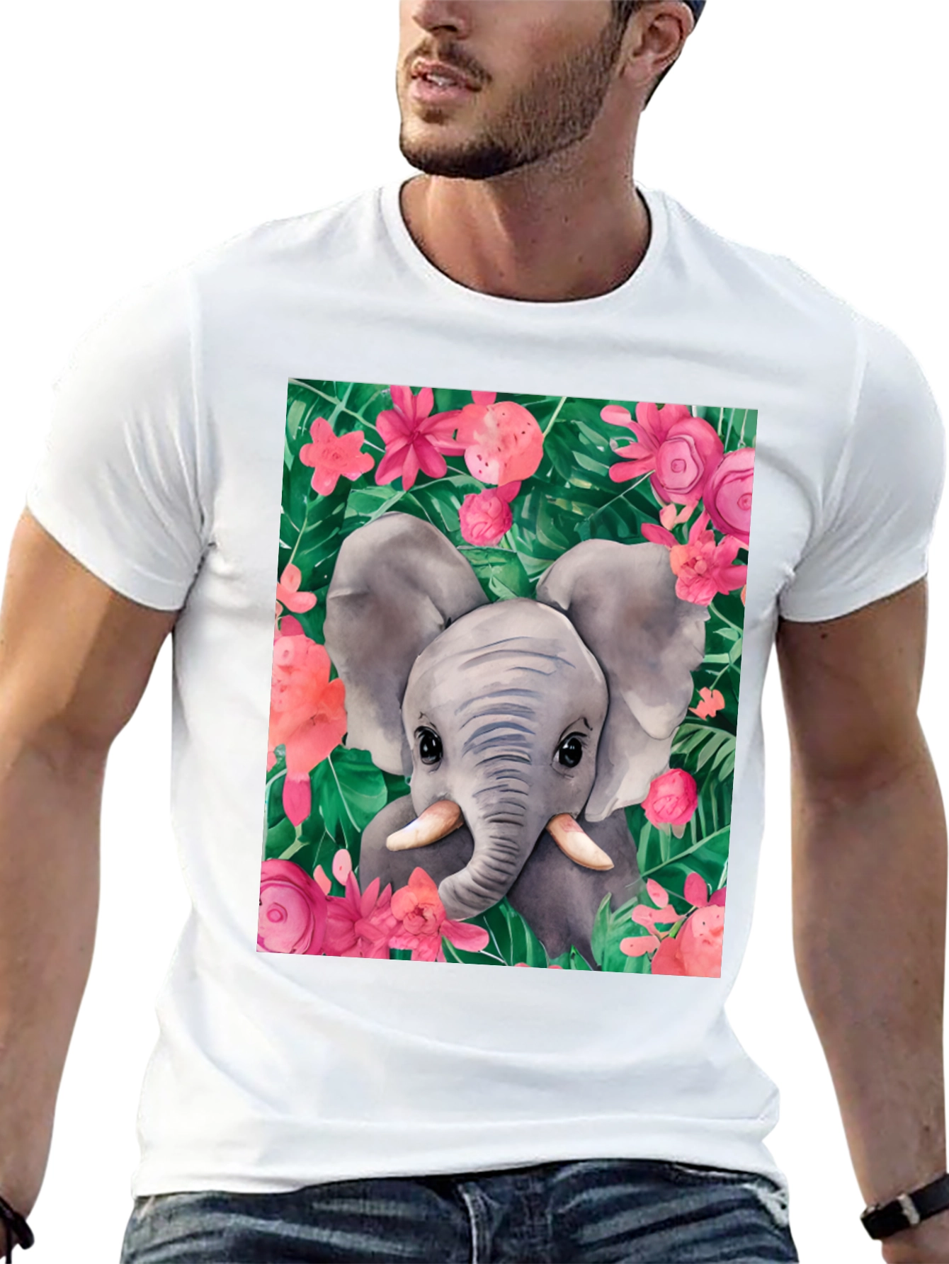 Elephant Floral Graphic Tee