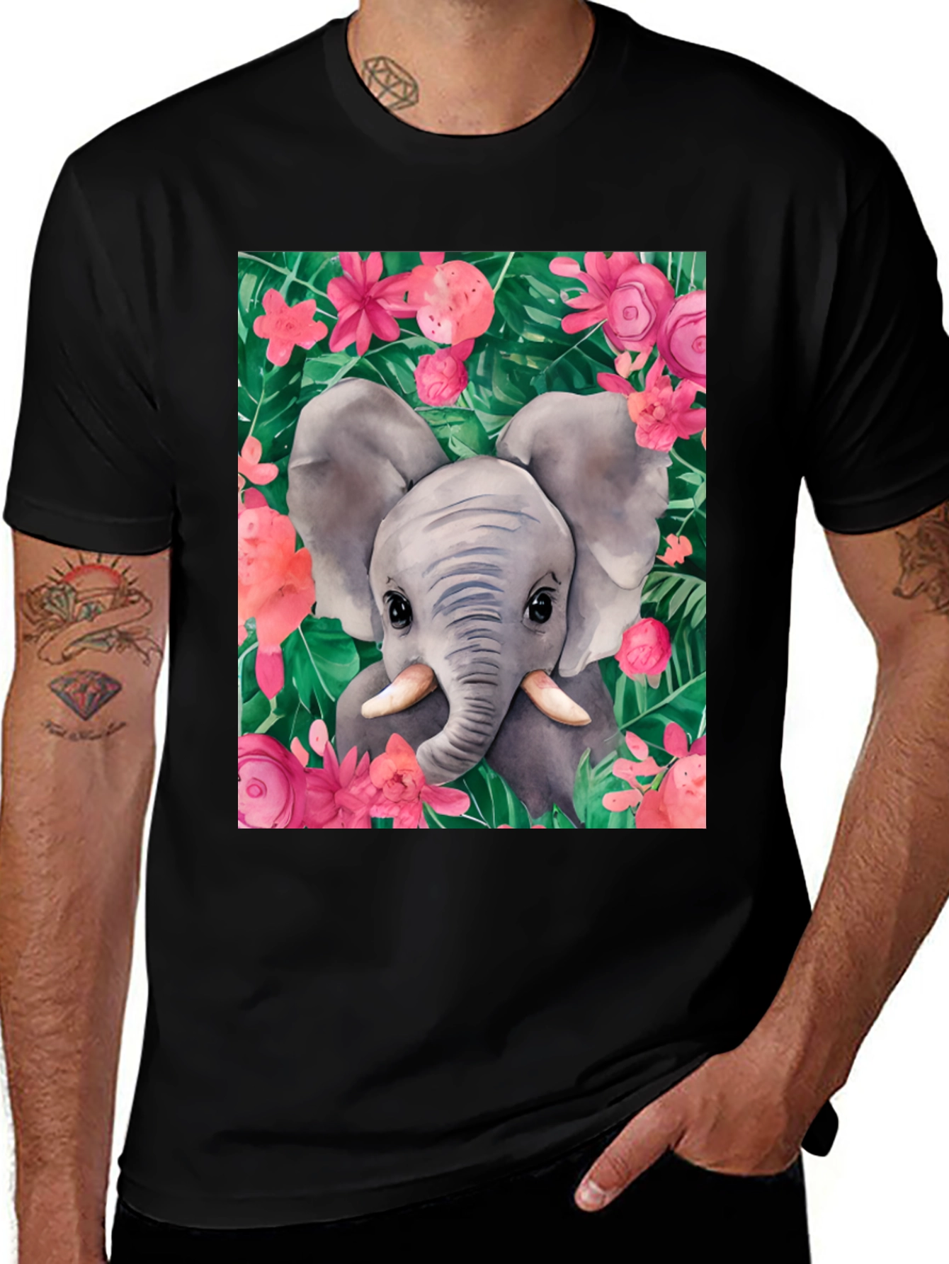 Elephant Floral Graphic Tee