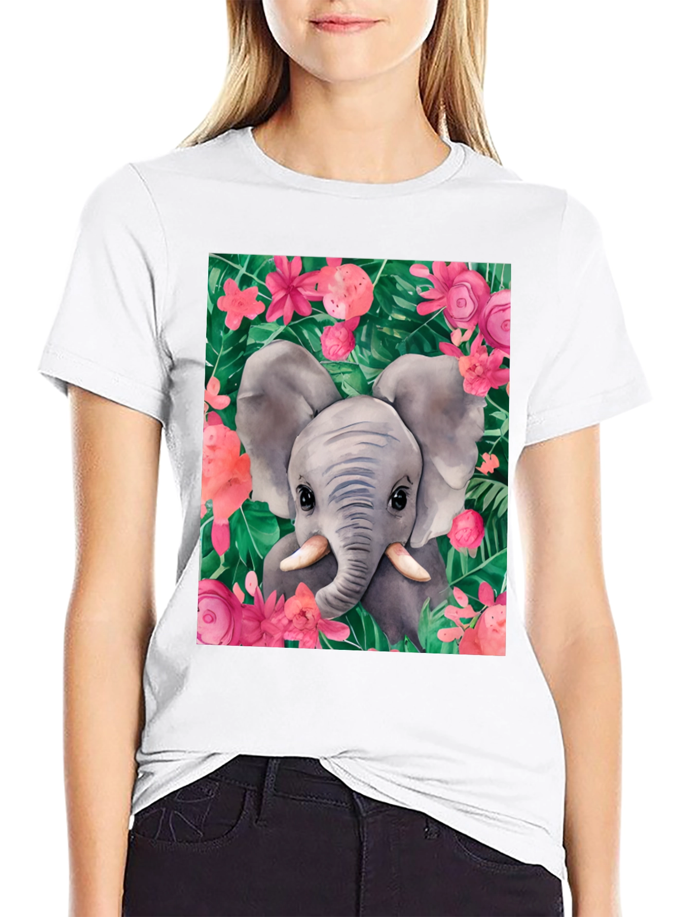 Elephant Floral Graphic Tee