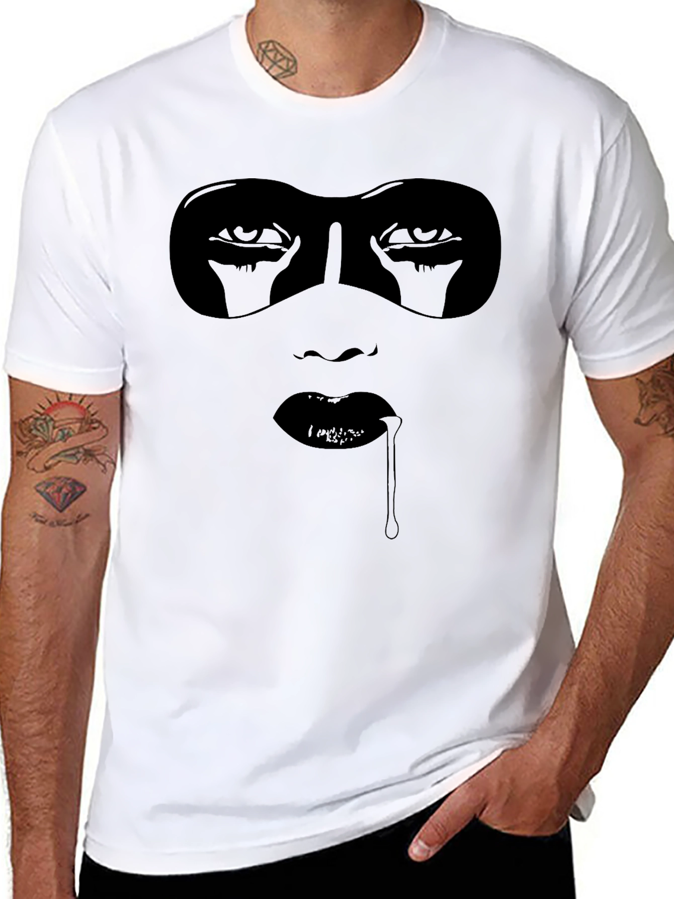 Mysterious Woman Graphic Tee - Black Cotton T-Shirt