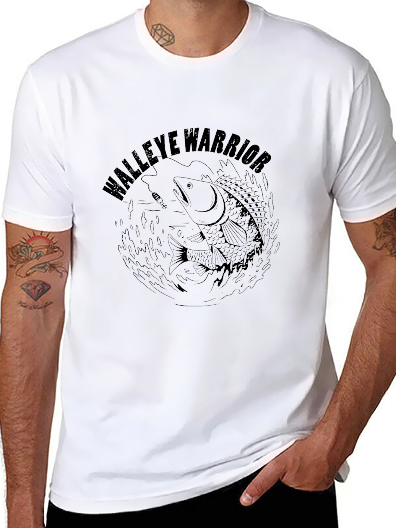 Walleye Warrior Graphic T-Shirt - Black