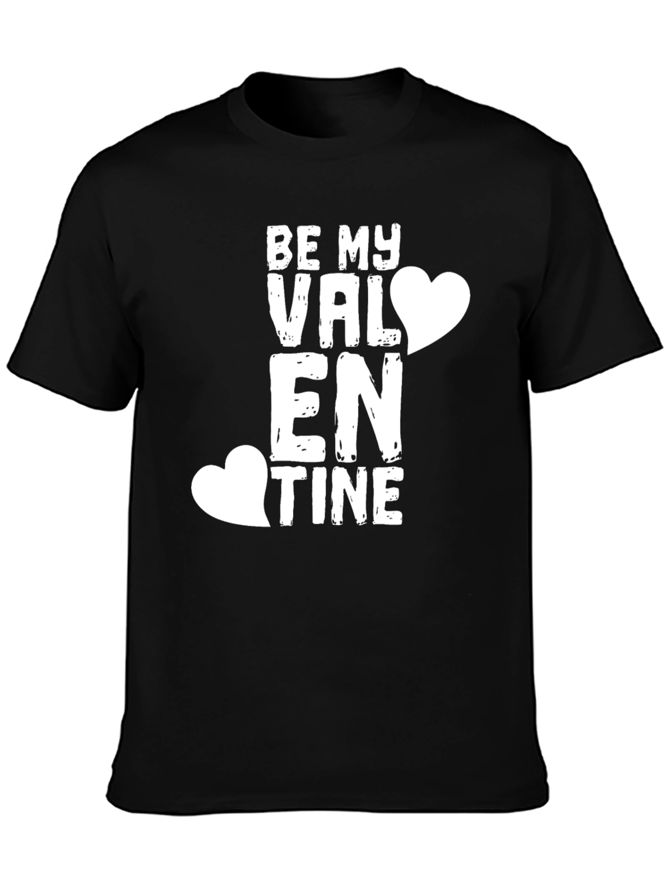 Be My Valentine Black T-Shirt Love Heart Design