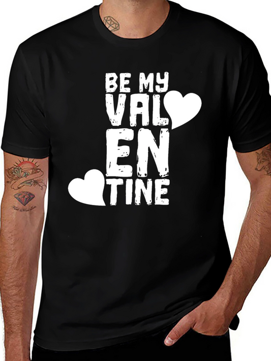 Be My Valentine Black T-Shirt Love Heart Design