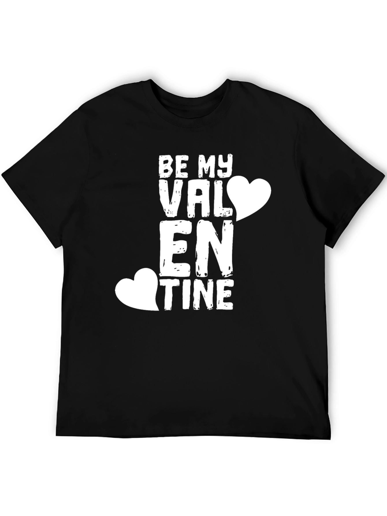 Be My Valentine Black T-Shirt Love Heart Design