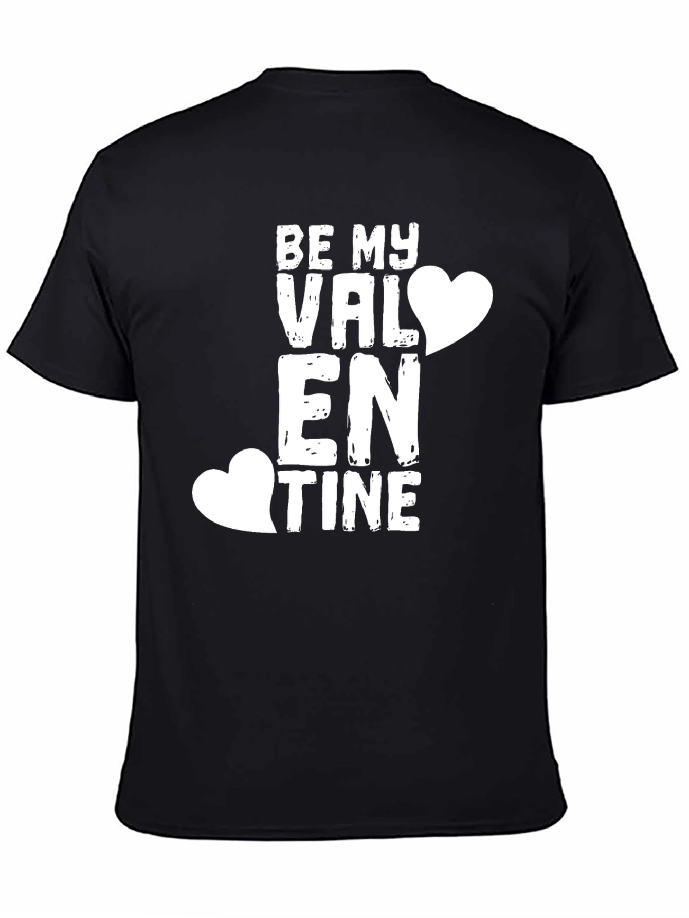Be My Valentine Black T-Shirt Love Heart Design