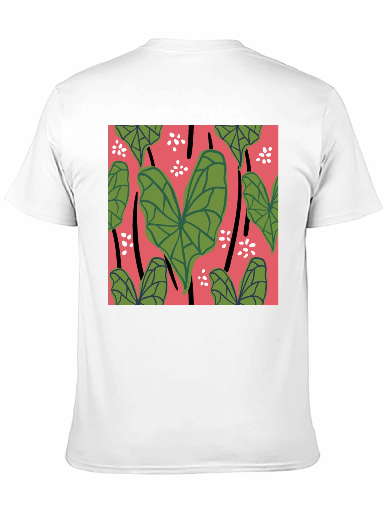 Tropical Leaves Graphic Tee - Black Cotton Shirt