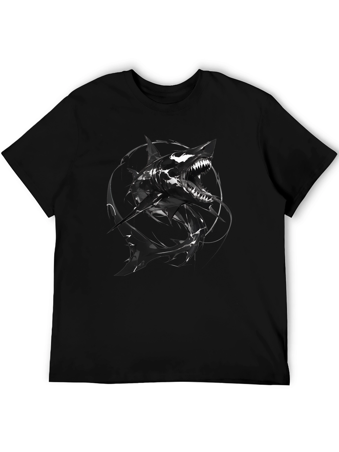 Mens Black Shark Graphic Tee