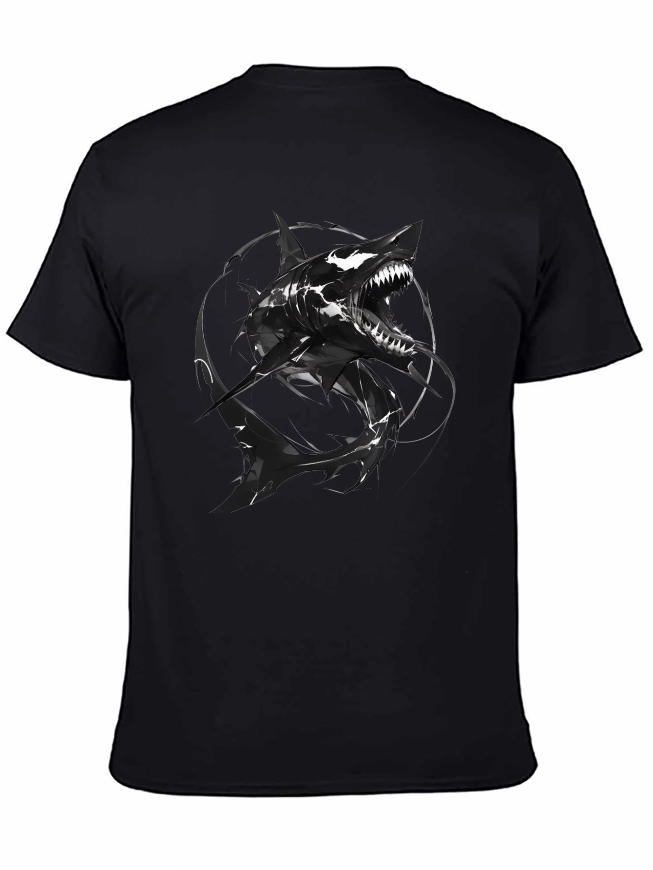 Mens Black Shark Graphic Tee