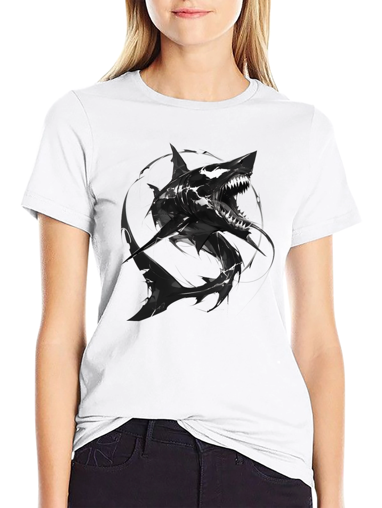 Mens Black Shark Graphic Tee